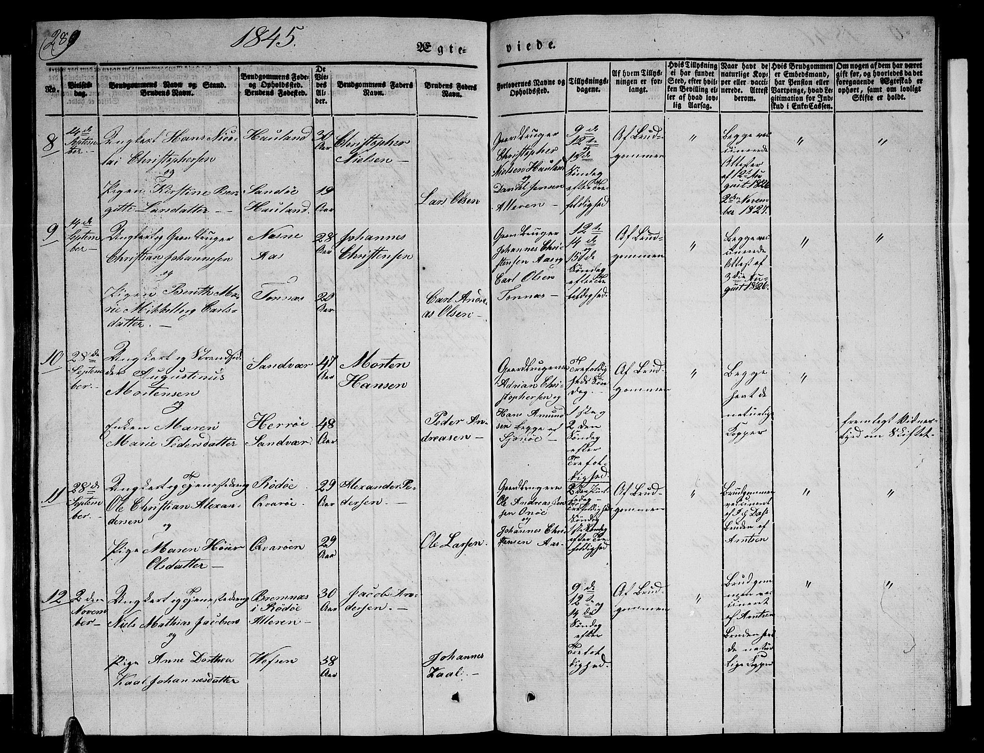 Ministerialprotokoller, klokkerbøker og fødselsregistre - Nordland, AV/SAT-A-1459/839/L0572: Parish register (copy) no. 839C02, 1841-1873, p. 289