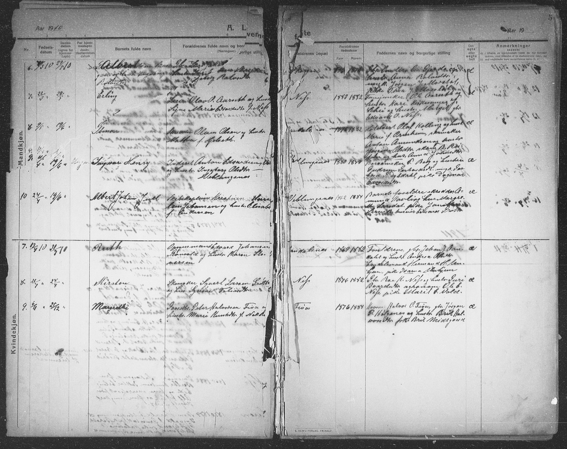Ministerialprotokoller, klokkerbøker og fødselsregistre - Møre og Romsdal, AV/SAT-A-1454/544/L0581: Parish register (copy) no. 544C03, 1910-1937, p. 5