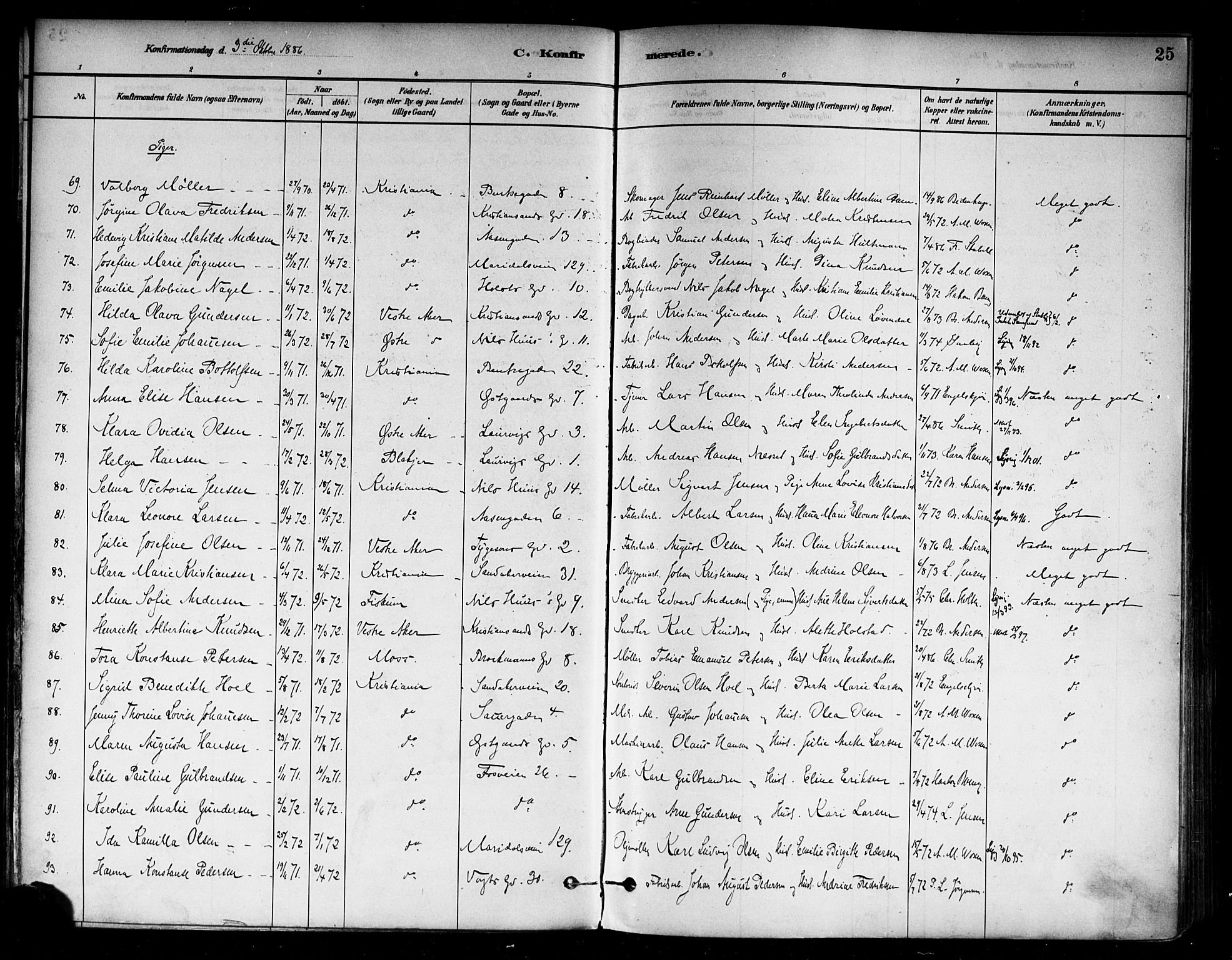 Sagene prestekontor Kirkebøker, SAO/A-10796/F/L0002: Parish register (official) no. 2, 1880-1897, p. 25