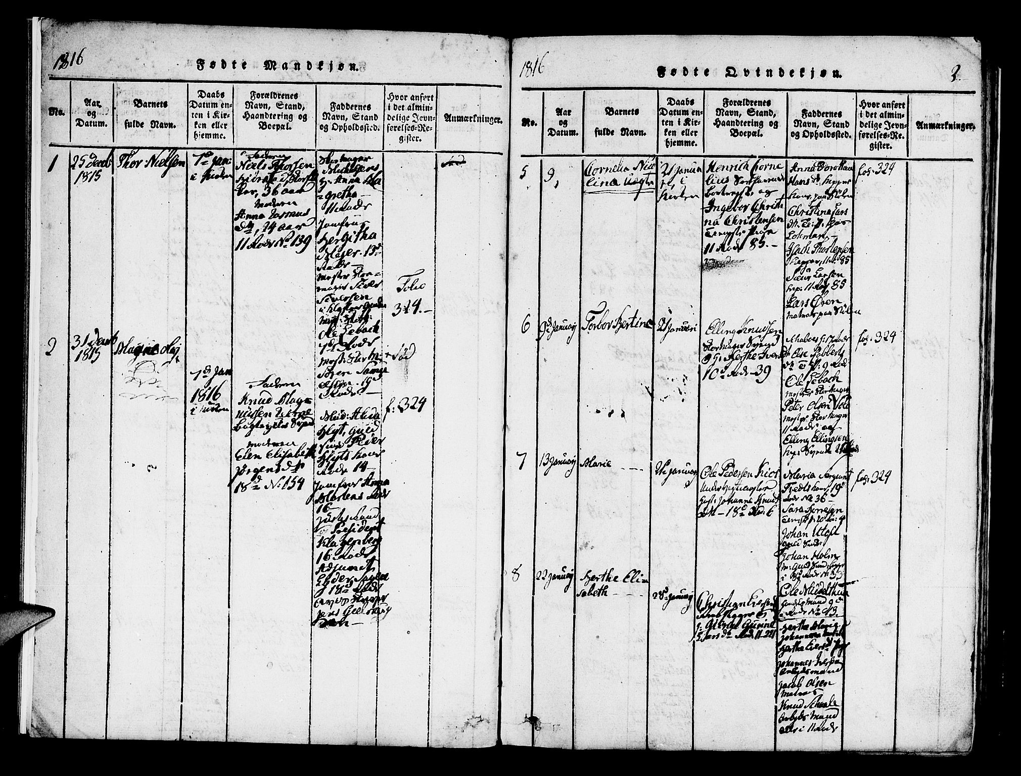 Domkirken sokneprestembete, SAB/A-74801/H/Haa/L0010: Parish register (official) no. A 10, 1816-1821, p. 2