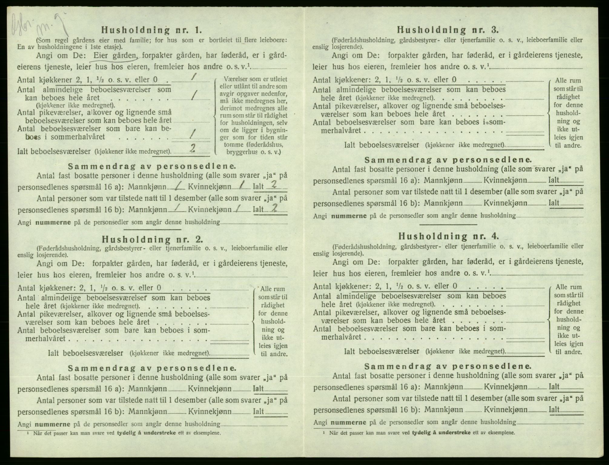 SAB, 1920 census for Ølen, 1920, p. 503