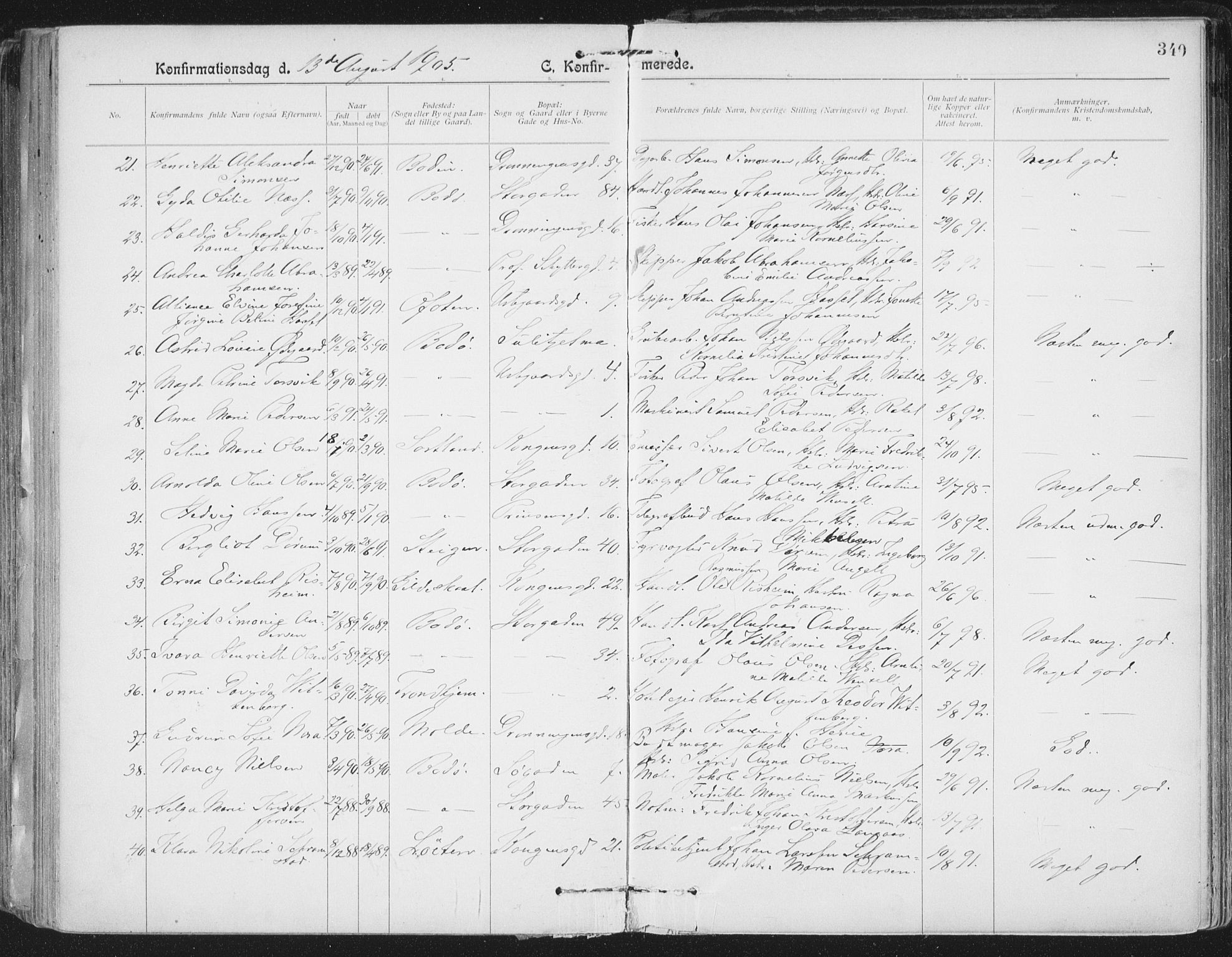 Ministerialprotokoller, klokkerbøker og fødselsregistre - Nordland, AV/SAT-A-1459/801/L0011: Parish register (official) no. 801A11, 1900-1916, p. 340