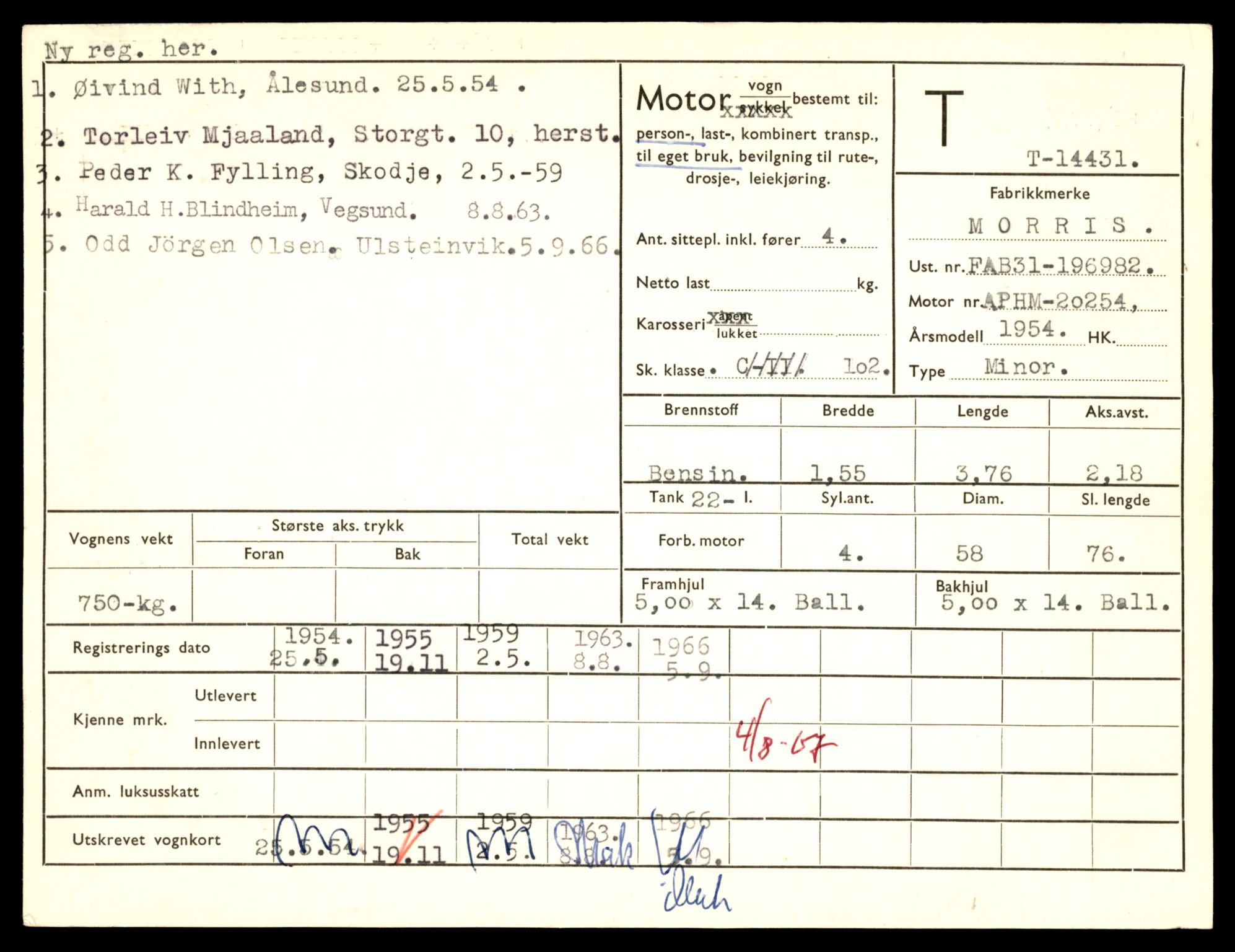 Møre og Romsdal vegkontor - Ålesund trafikkstasjon, AV/SAT-A-4099/F/Fe/L0045: Registreringskort for kjøretøy T 14320 - T 14444, 1927-1998, p. 2852
