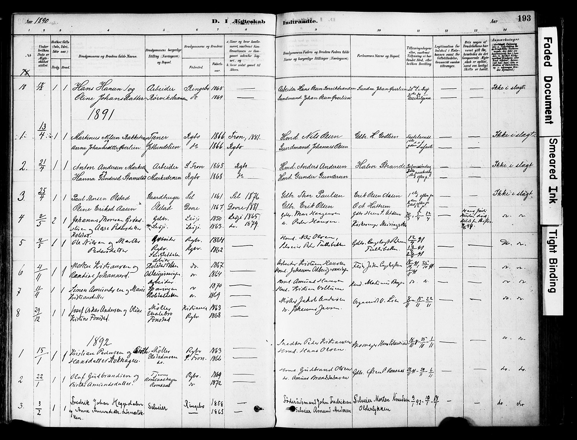 Ringebu prestekontor, SAH/PREST-082/H/Ha/Haa/L0008: Parish register (official) no. 8, 1878-1898, p. 193