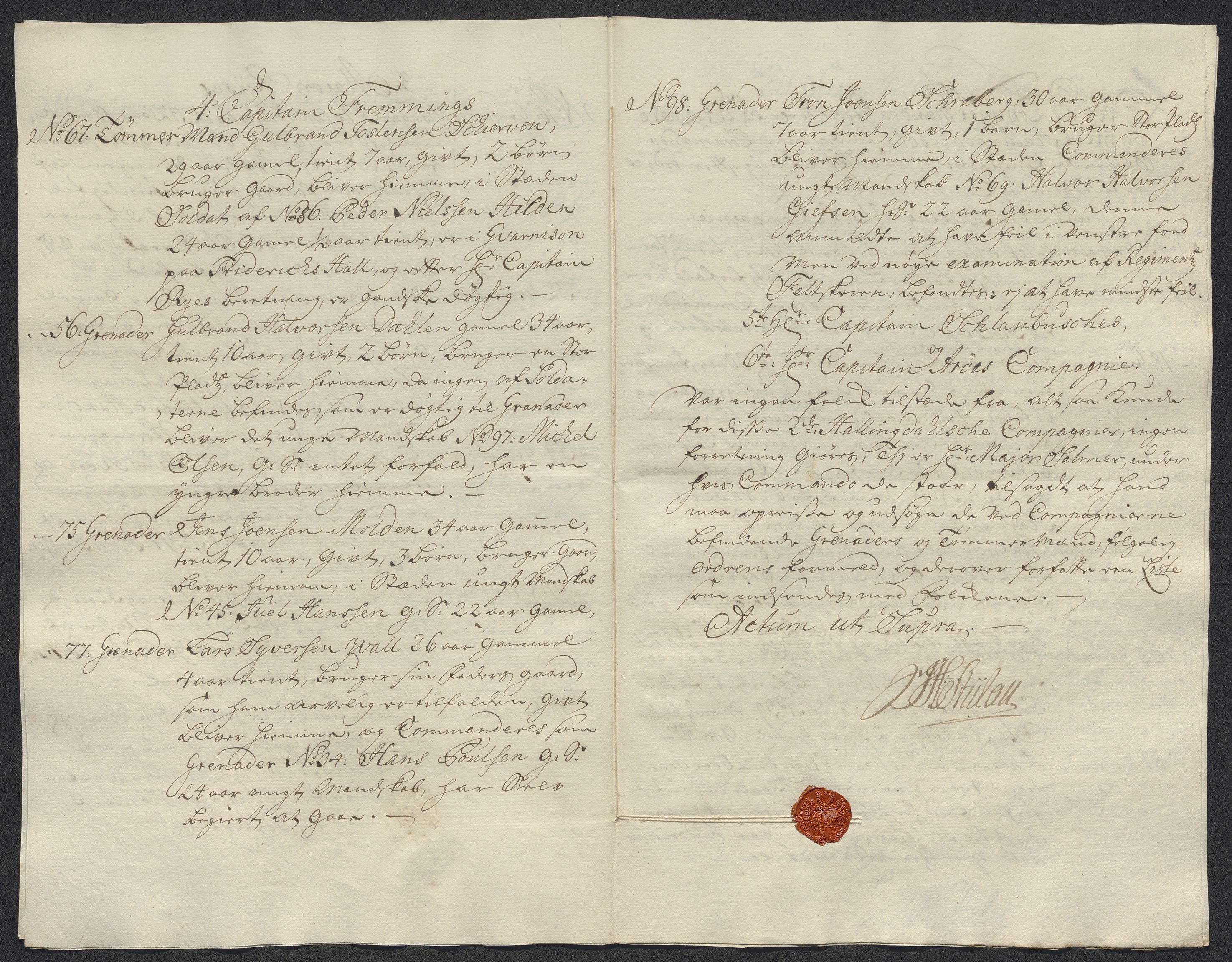 Kommanderende general (KG I) med Det norske krigsdirektorium, AV/RA-EA-5419/E/Ec/L0021: Ruller over nedkommanderte mannskap, 1758-1762, p. 579