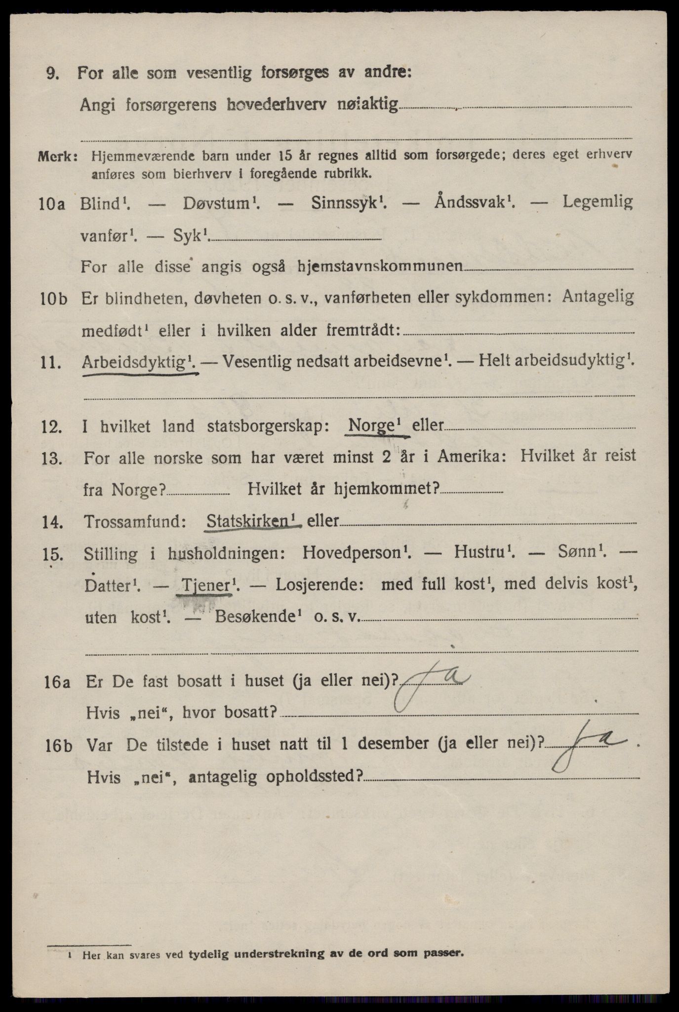 SAST, 1920 census for Nedstrand, 1920, p. 3234