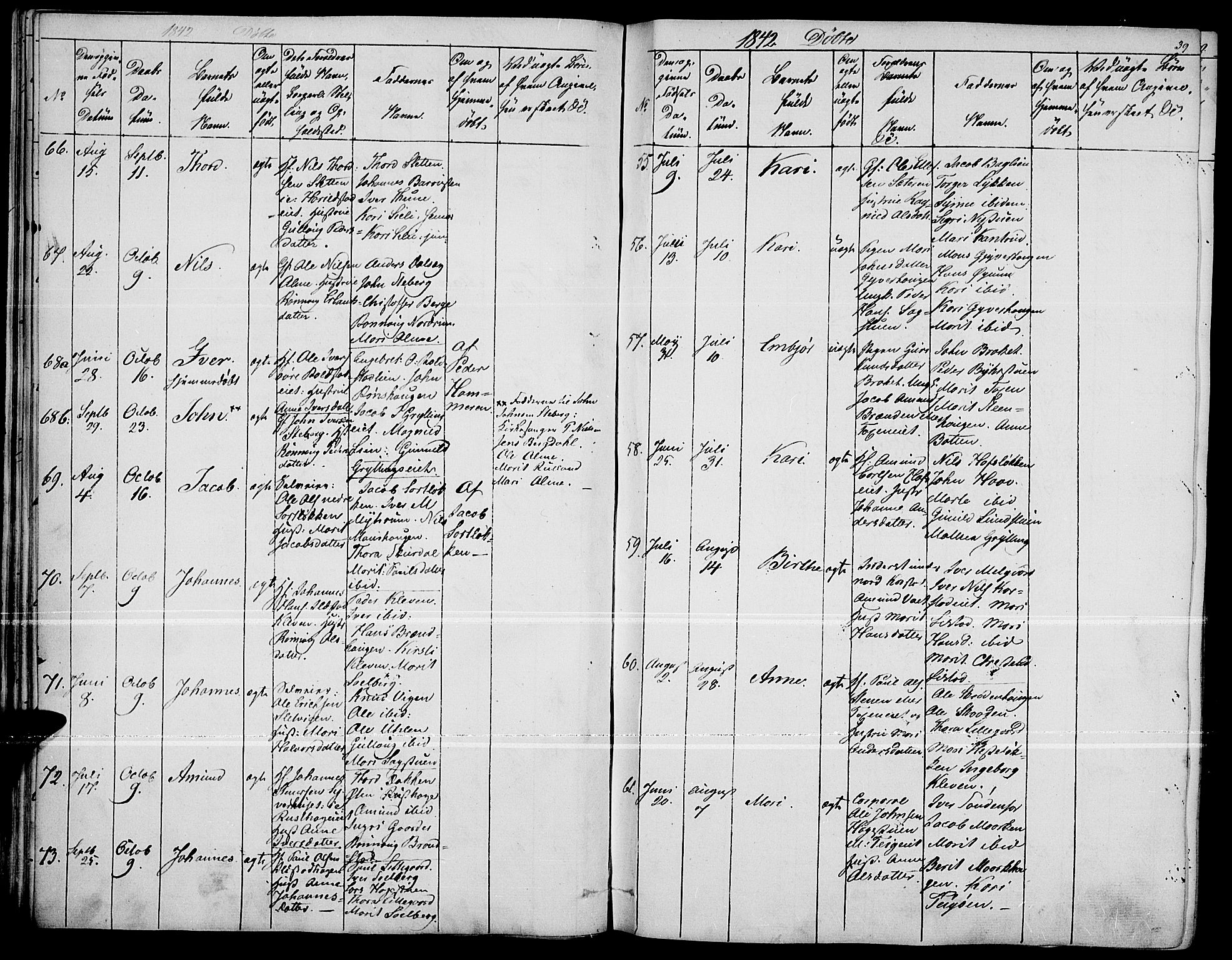 Fron prestekontor, SAH/PREST-078/H/Ha/Haa/L0004: Parish register (official) no. 4, 1839-1848, p. 39
