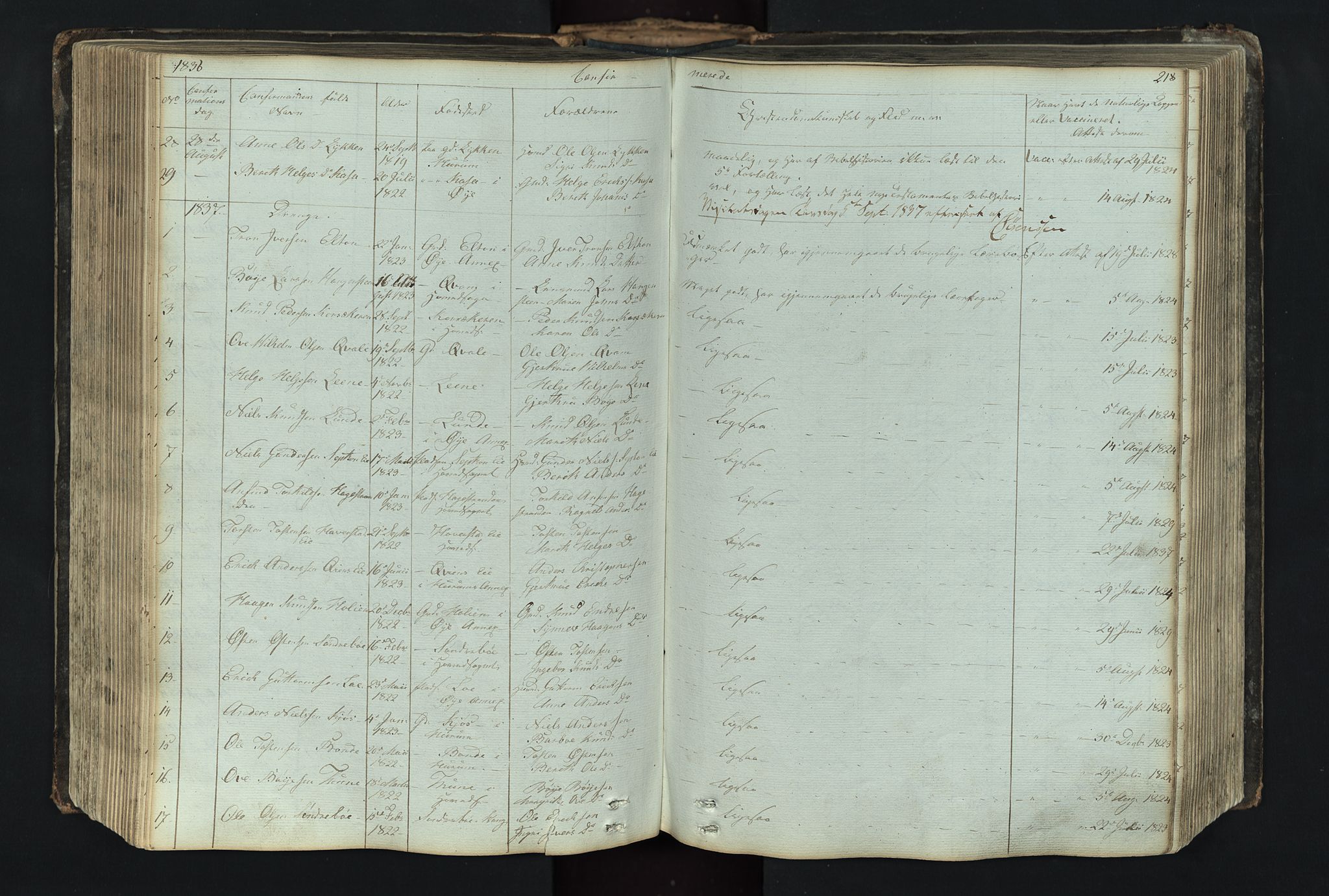 Vang prestekontor, Valdres, SAH/PREST-140/H/Hb/L0004: Parish register (copy) no. 4, 1835-1892, p. 218