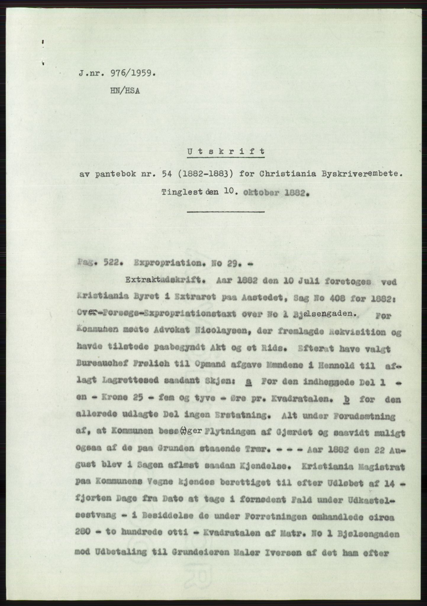 Statsarkivet i Oslo, SAO/A-10621/Z/Zd/L0010: Avskrifter, j.nr 753-1498/1959, 1959, p. 93
