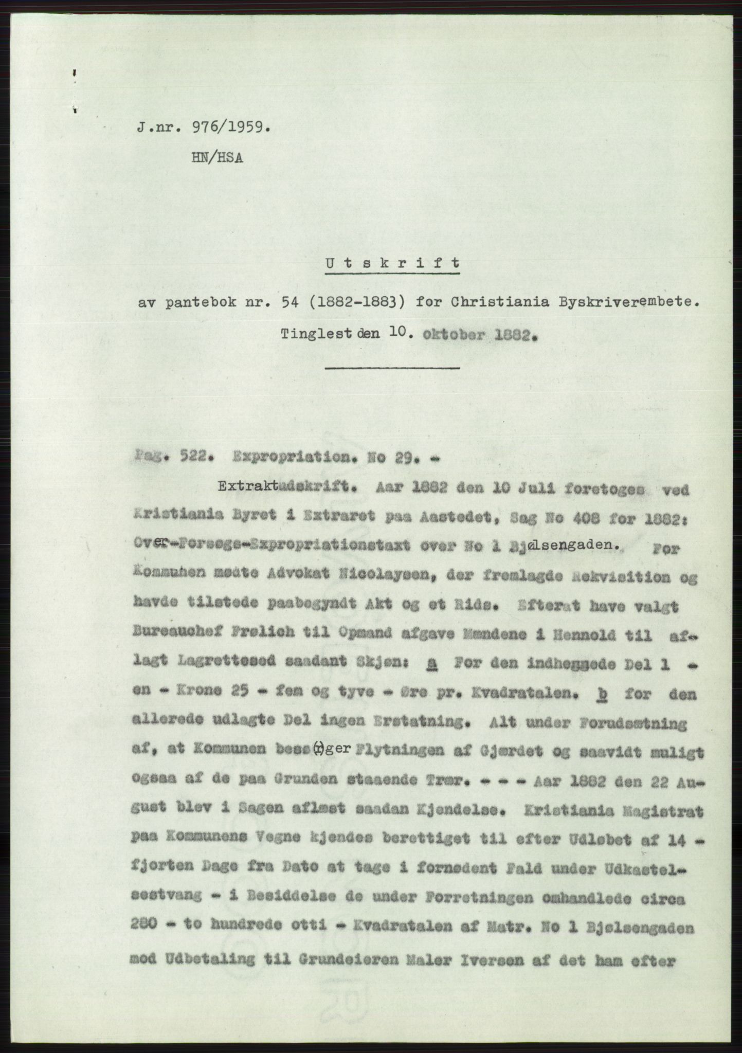Statsarkivet i Oslo, AV/SAO-A-10621/Z/Zd/L0010: Avskrifter, j.nr 753-1498/1959, 1959, p. 93