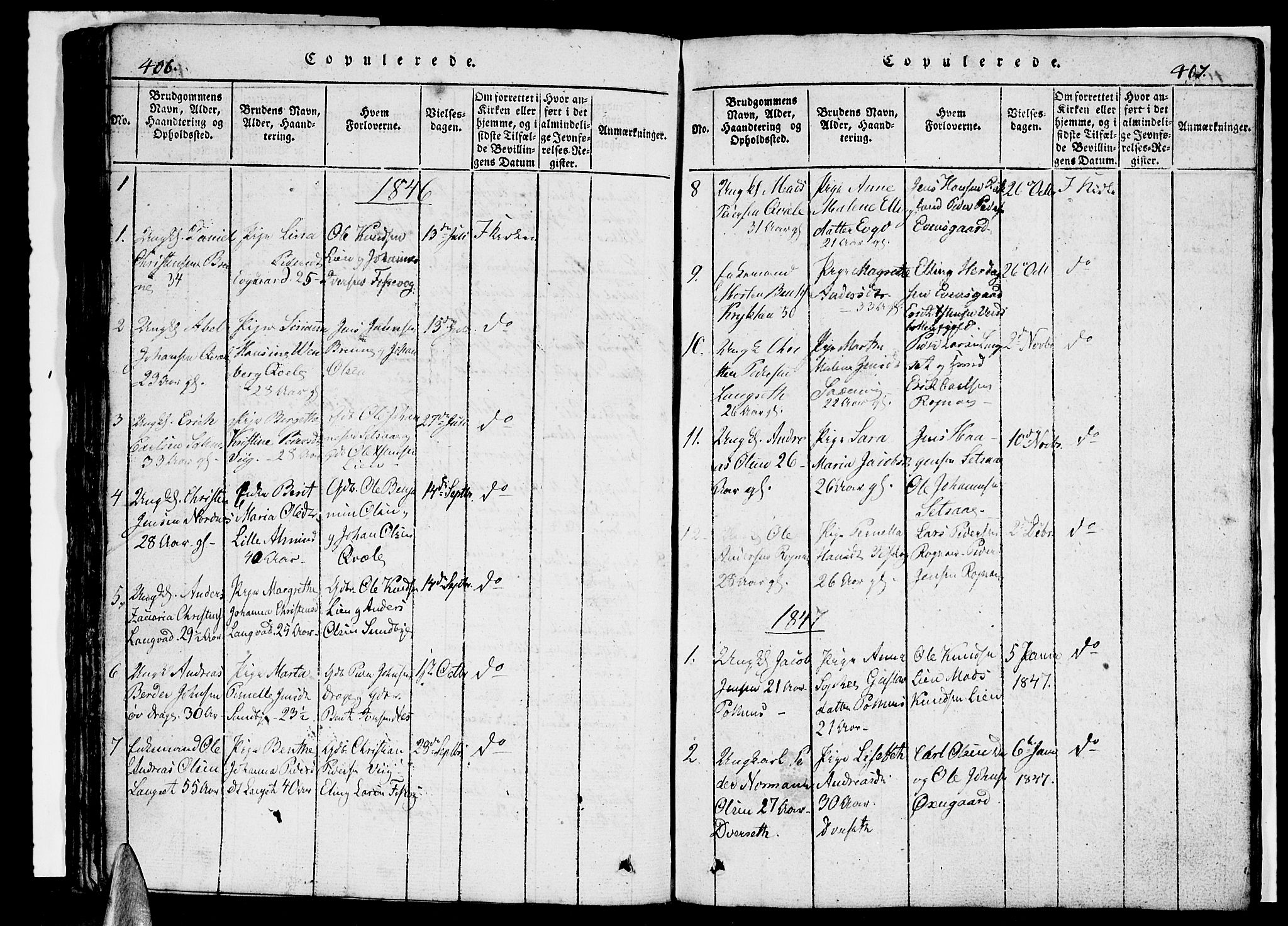 Ministerialprotokoller, klokkerbøker og fødselsregistre - Nordland, SAT/A-1459/847/L0676: Parish register (copy) no. 847C04, 1821-1853, p. 406-407