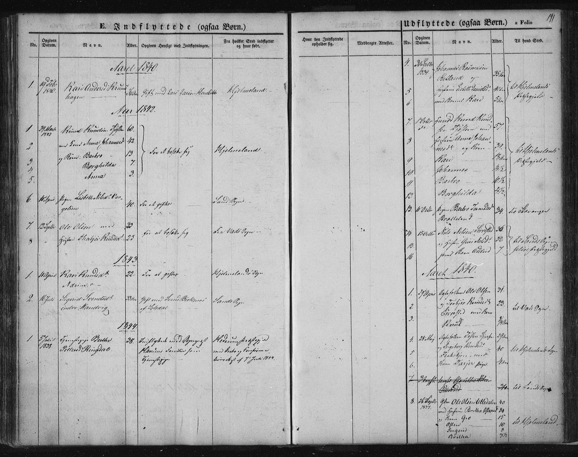 Suldal sokneprestkontor, SAST/A-101845/01/IV/L0008: Parish register (official) no. A 8, 1836-1853, p. 191
