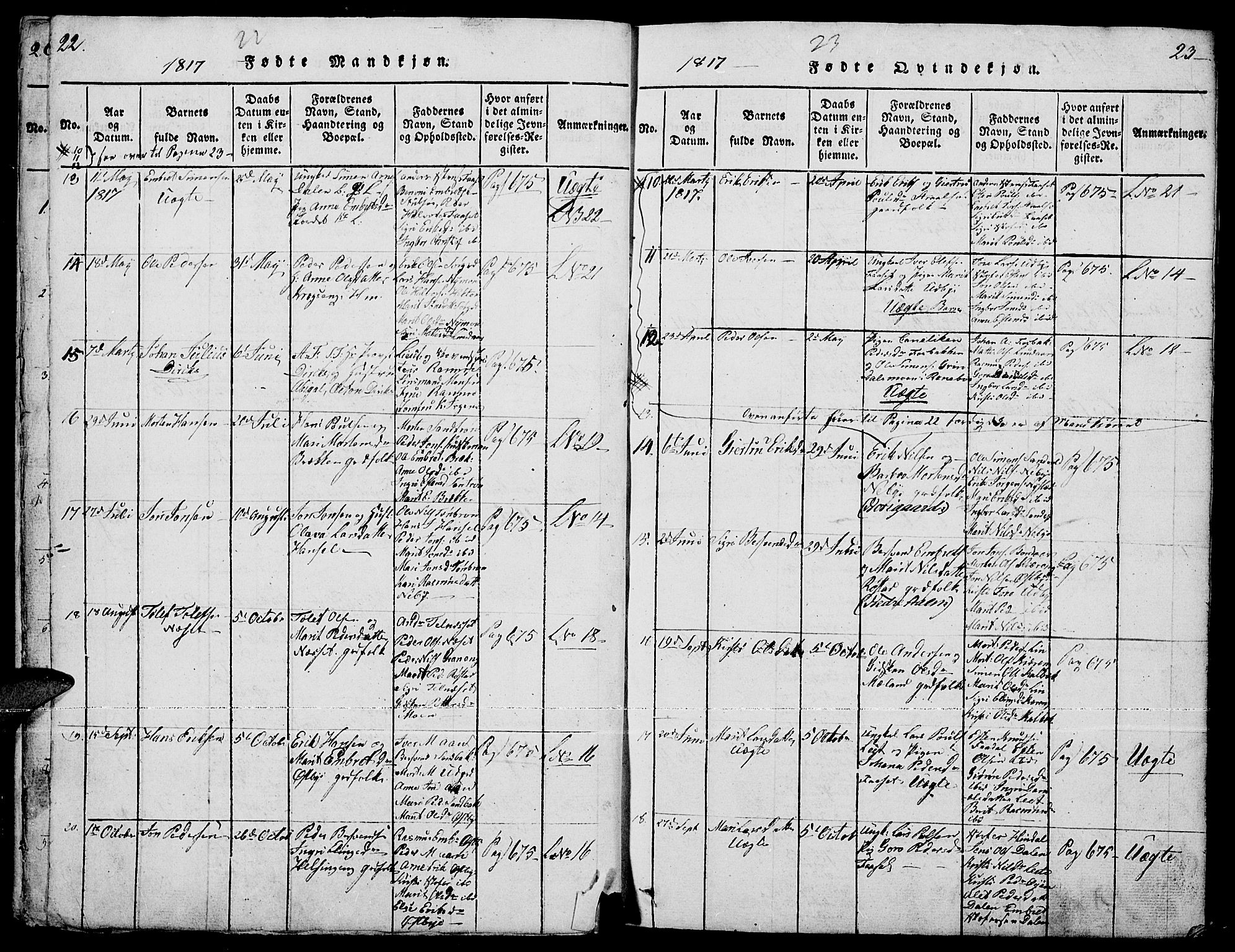 Tynset prestekontor, AV/SAH-PREST-058/H/Ha/Hab/L0001: Parish register (copy) no. 1, 1814-1859, p. 22-23