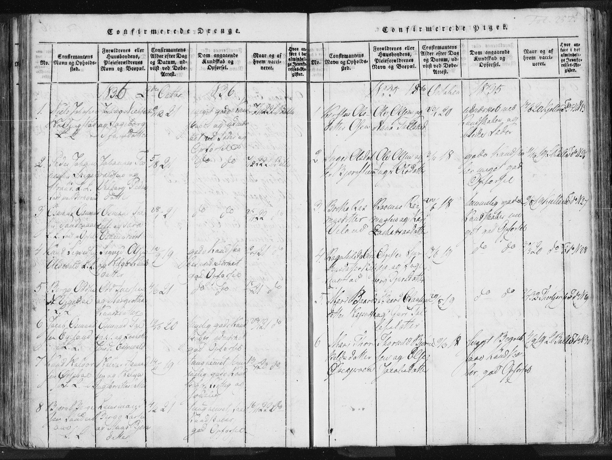 Vikedal sokneprestkontor, AV/SAST-A-101840/01/IV: Parish register (official) no. A 3, 1817-1850, p. 257