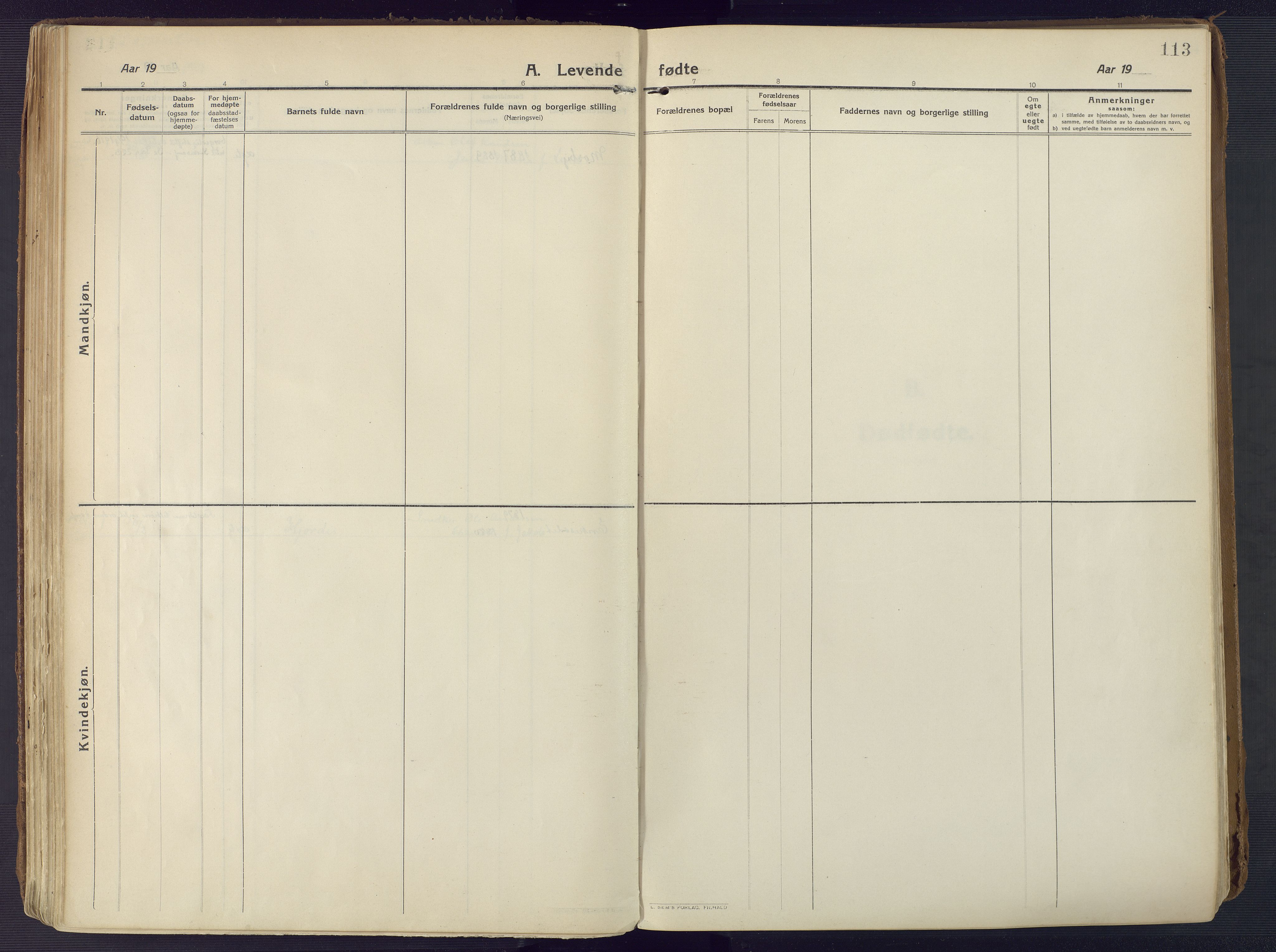 Oddernes sokneprestkontor, AV/SAK-1111-0033/F/Fa/Faa/L0012: Parish register (official) no. A 12, 1912-1925, p. 113