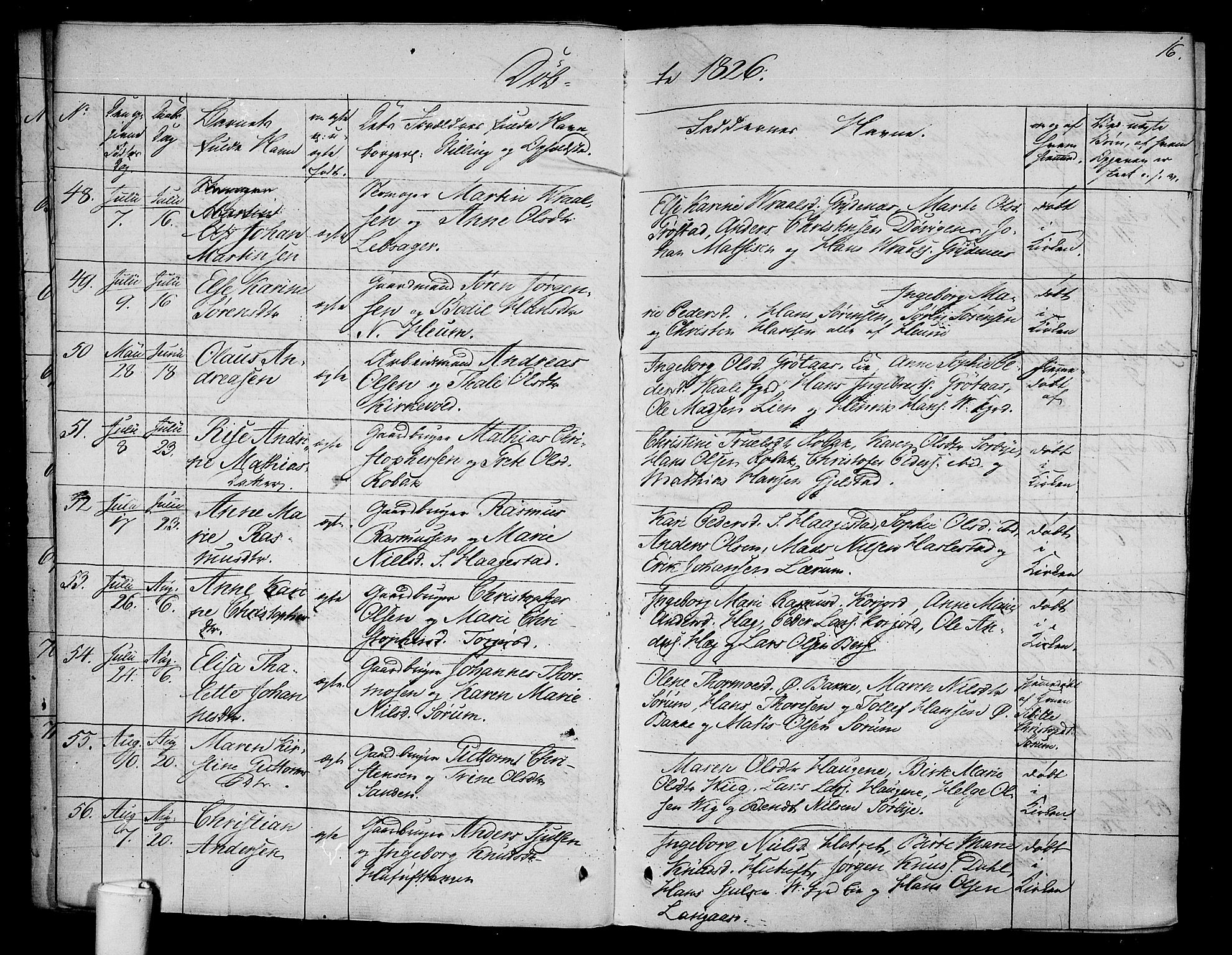 Våle kirkebøker, AV/SAKO-A-334/F/Fa/L0008: Parish register (official) no. I 8, 1824-1844, p. 16