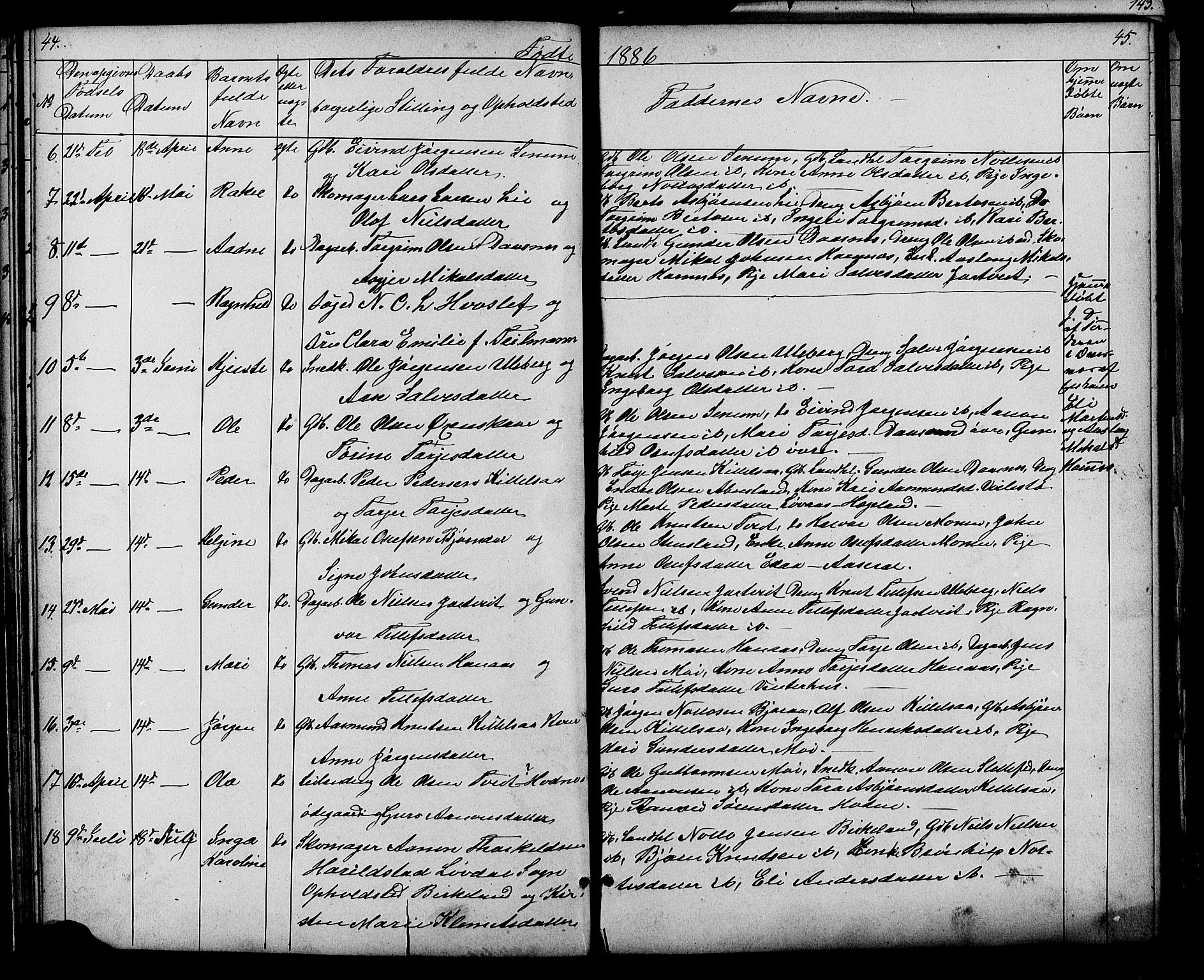 Evje sokneprestkontor, AV/SAK-1111-0008/F/Fb/Fbb/L0002: Parish register (copy) no. B 2, 1879-1909, p. 44-45