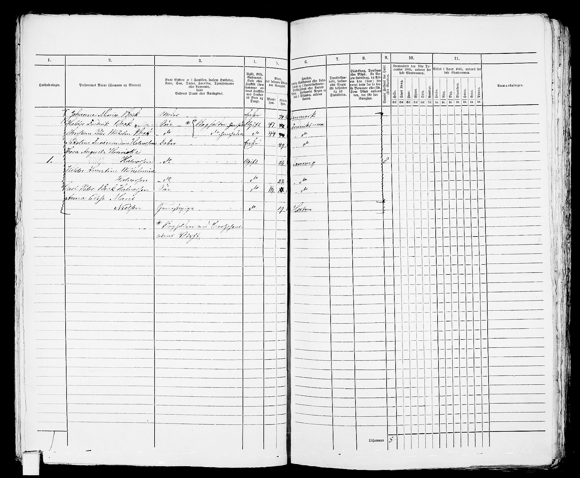 RA, 1865 census for Horten, 1865, p. 141