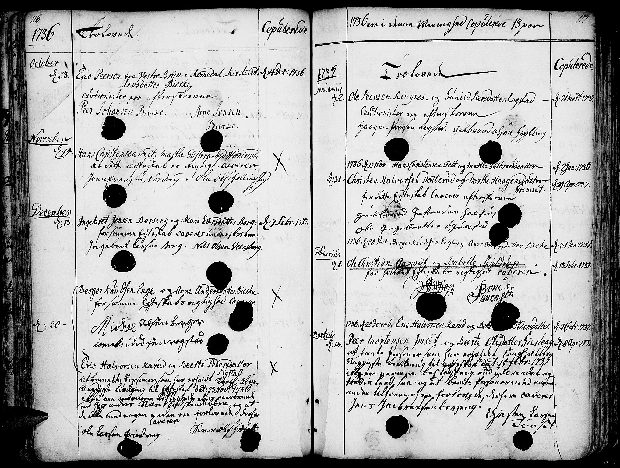 Løten prestekontor, AV/SAH-PREST-022/K/Ka/L0002: Parish register (official) no. 2, 1731-1772, p. 116-117