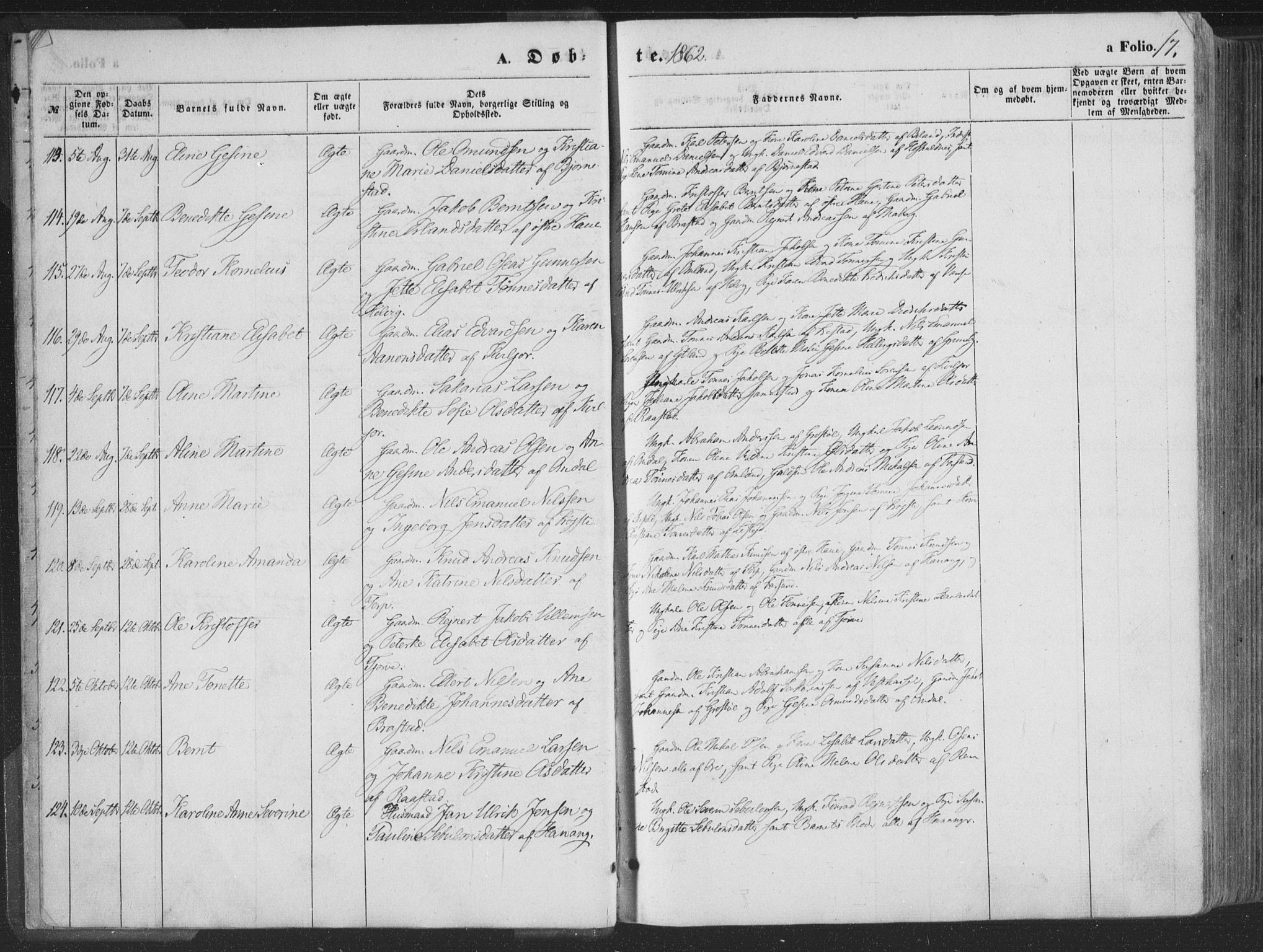 Lista sokneprestkontor, AV/SAK-1111-0027/F/Fa/L0011: Parish register (official) no. A 11, 1861-1878, p. 17