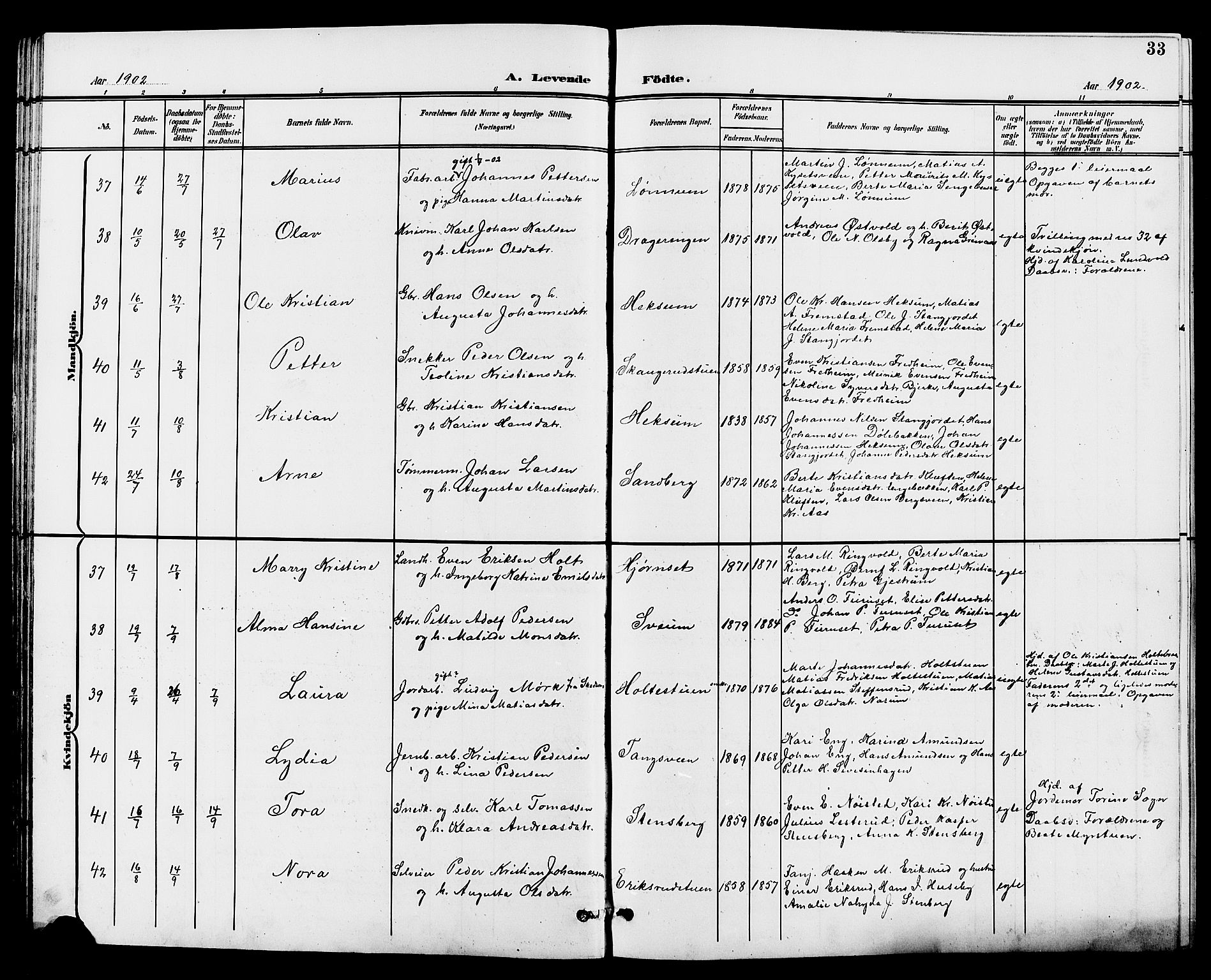 Vestre Toten prestekontor, AV/SAH-PREST-108/H/Ha/Hab/L0010: Parish register (copy) no. 10, 1900-1912, p. 33