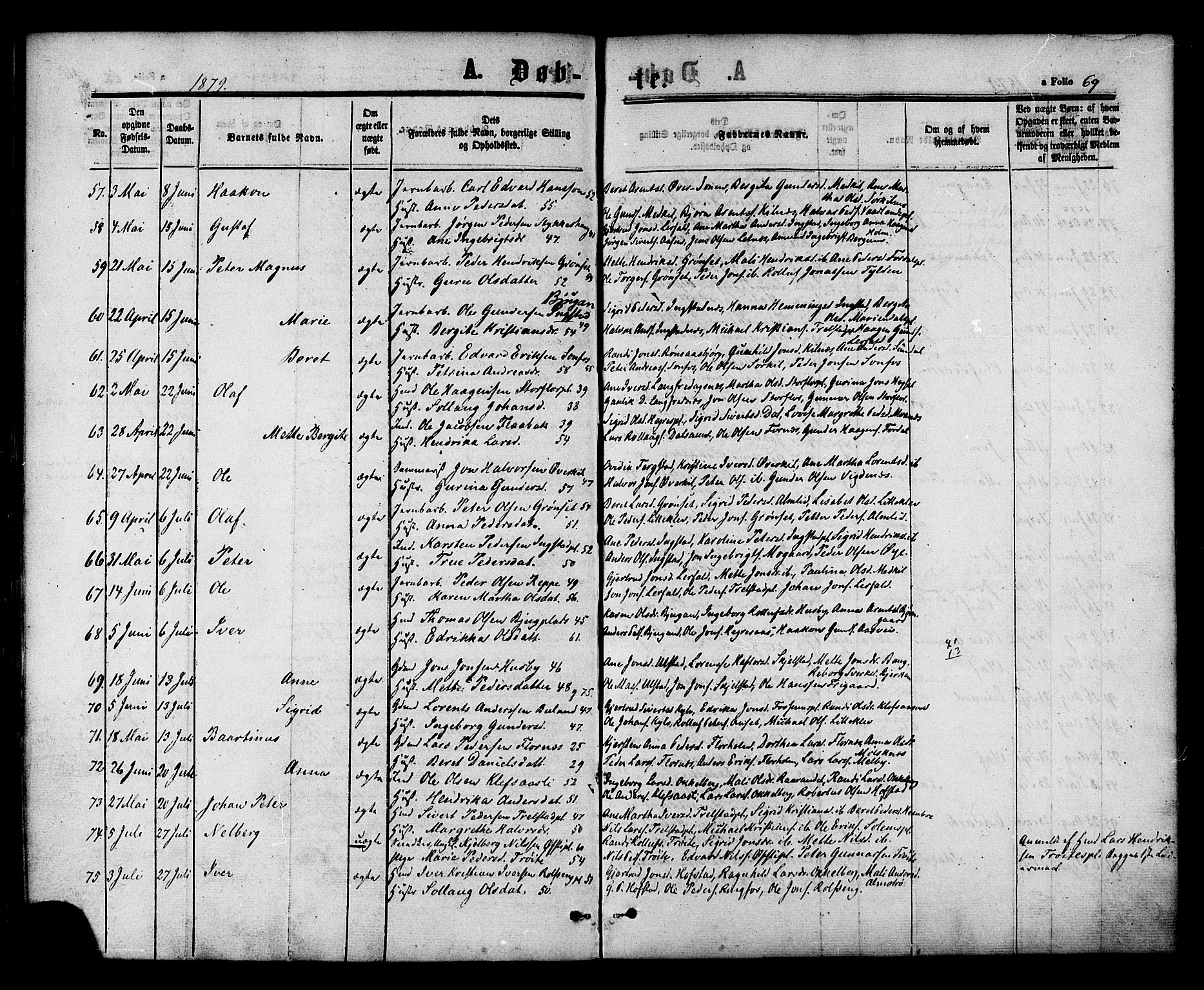 Ministerialprotokoller, klokkerbøker og fødselsregistre - Nord-Trøndelag, AV/SAT-A-1458/703/L0029: Parish register (official) no. 703A02, 1863-1879, p. 69