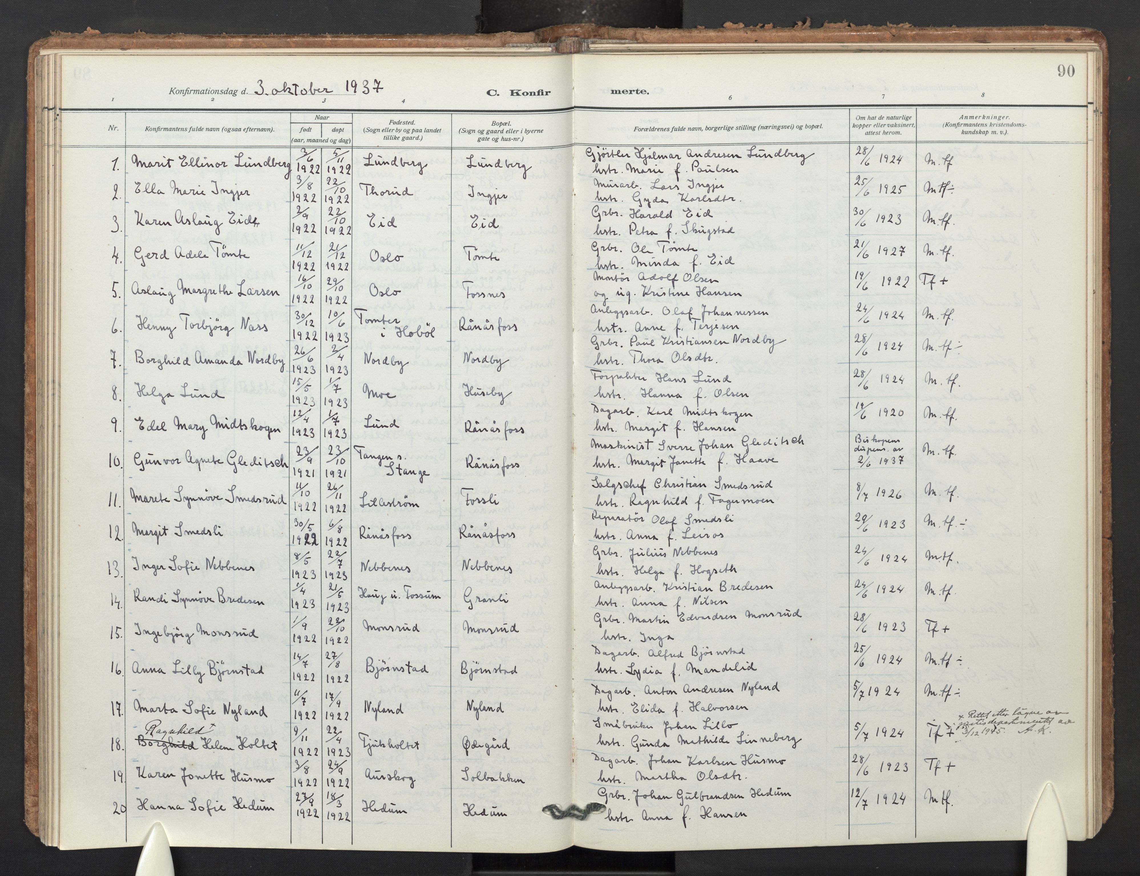 Aurskog prestekontor Kirkebøker, SAO/A-10304a/F/Fb: Parish register (official) no. II 5, 1918-1948, p. 90