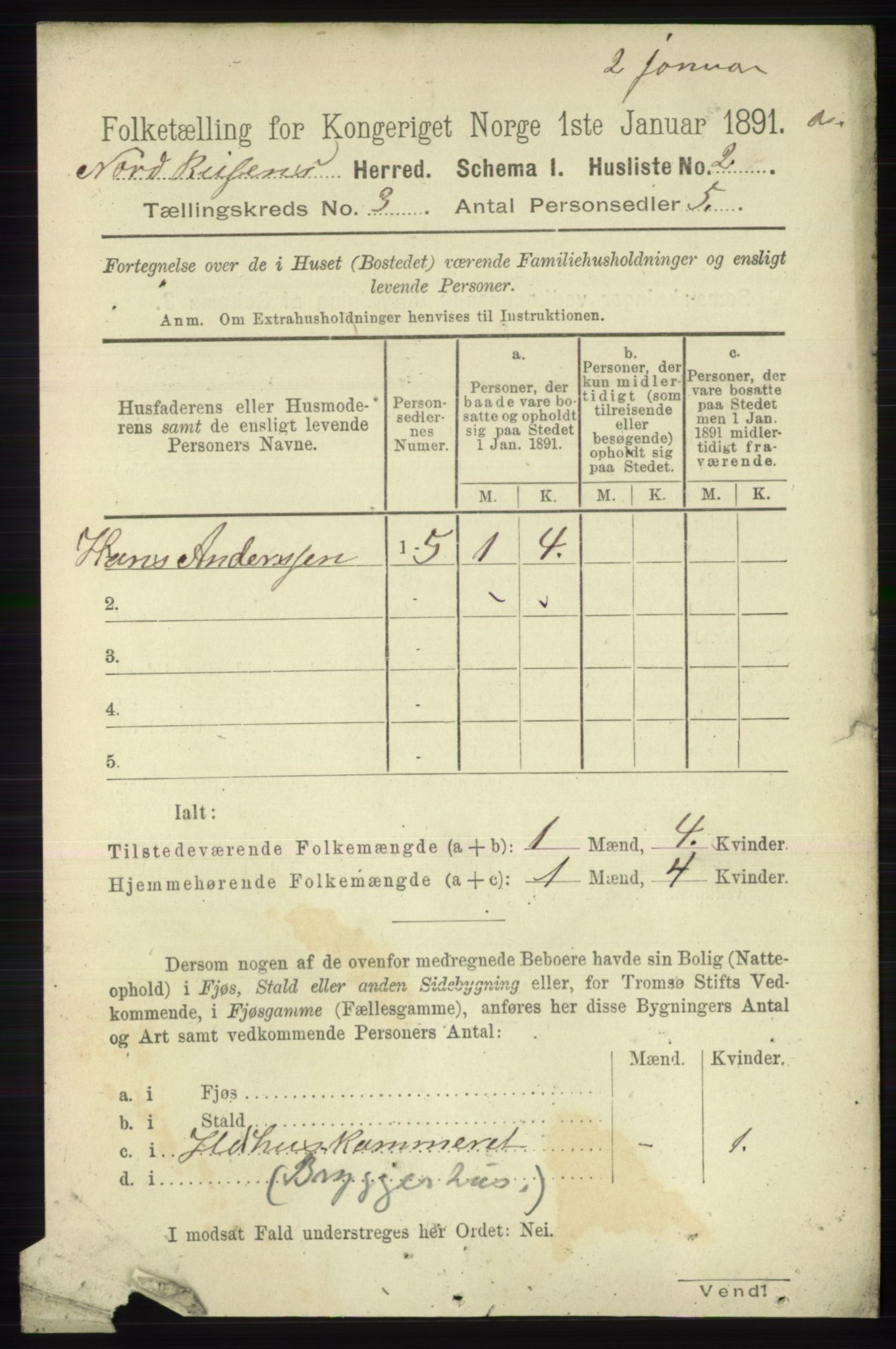 RA, 1891 census for 1942 Nordreisa, 1891, p. 1302