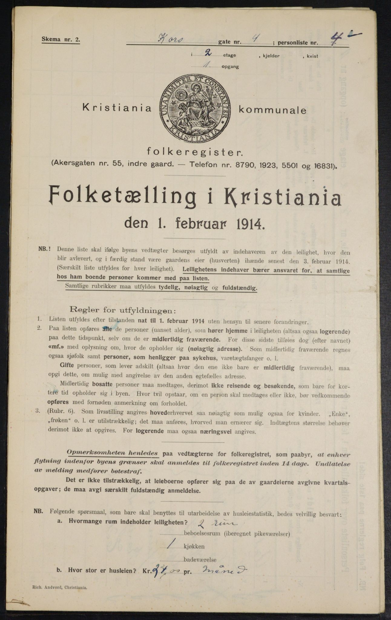 OBA, Municipal Census 1914 for Kristiania, 1914, p. 53361