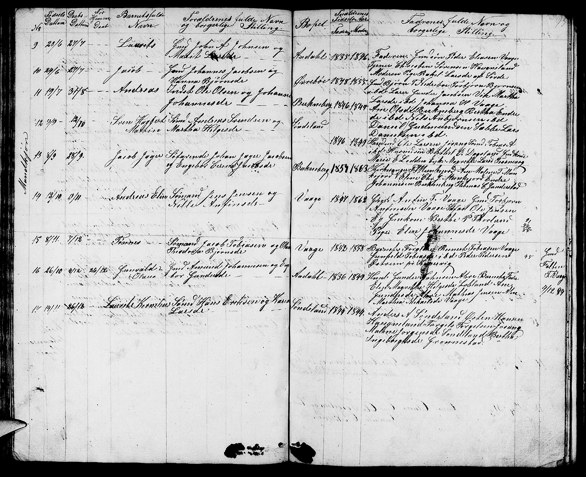 Tysvær sokneprestkontor, SAST/A -101864/H/Ha/Hab/L0001: Parish register (copy) no. B 1, 1851-1887, p. 93