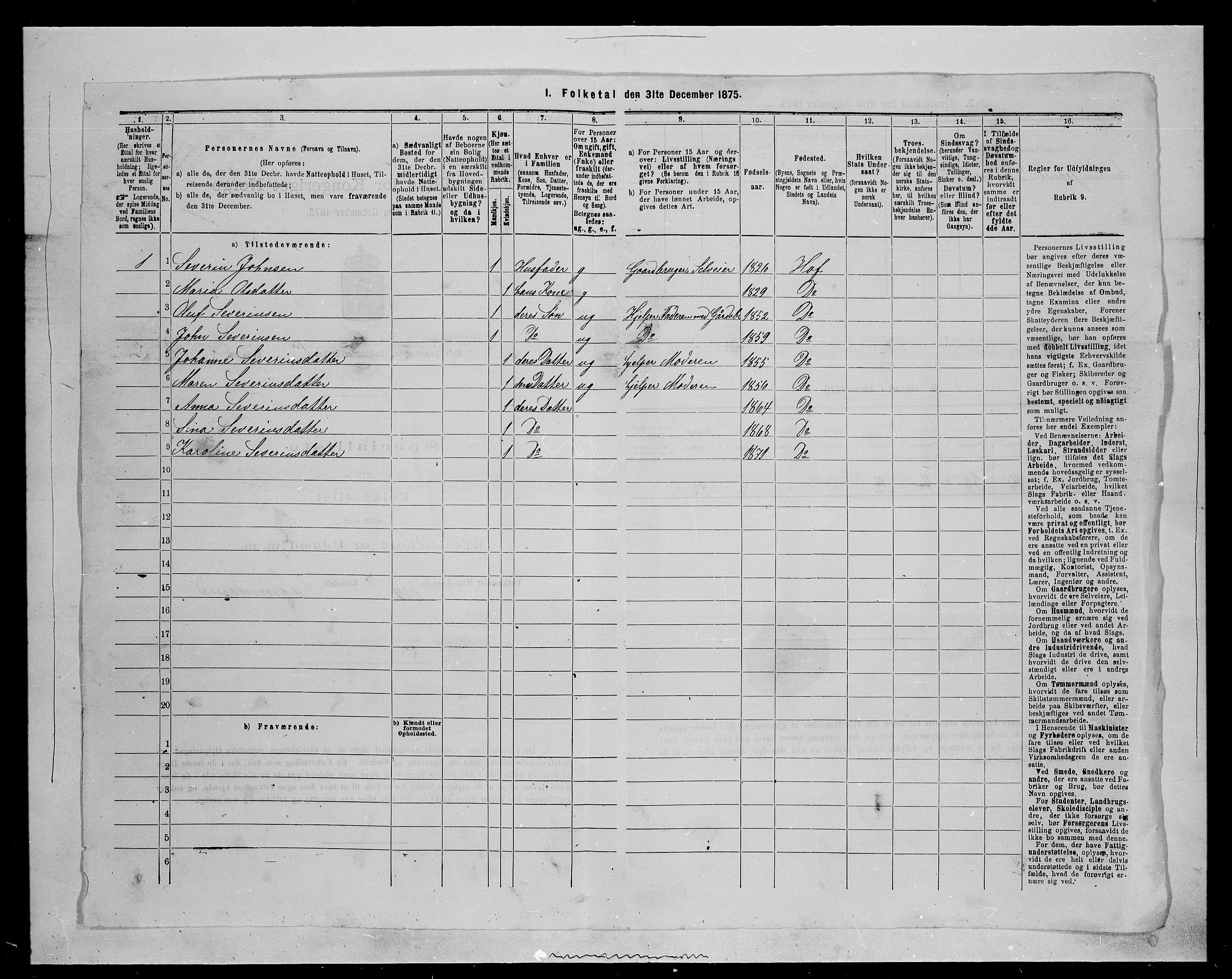 SAH, 1875 census for 0424P Hof, 1875, p. 19