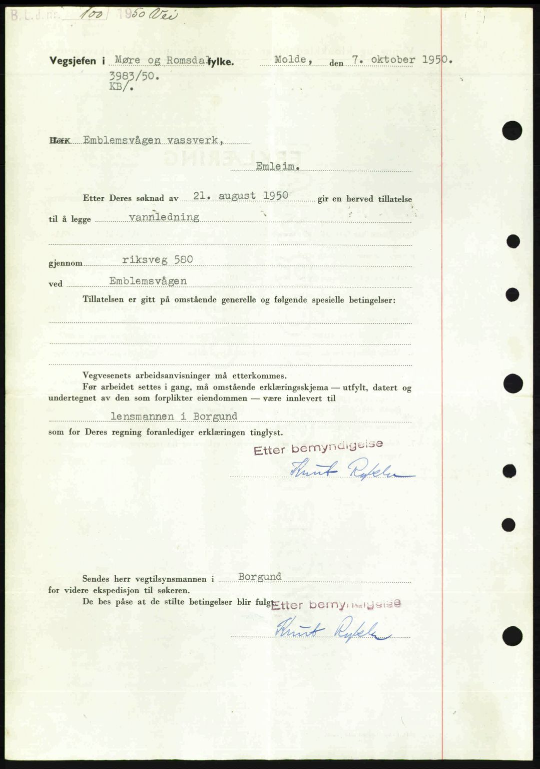 Nordre Sunnmøre sorenskriveri, SAT/A-0006/1/2/2C/2Ca: Mortgage book no. A36, 1950-1950, Diary no: : 2628/1950