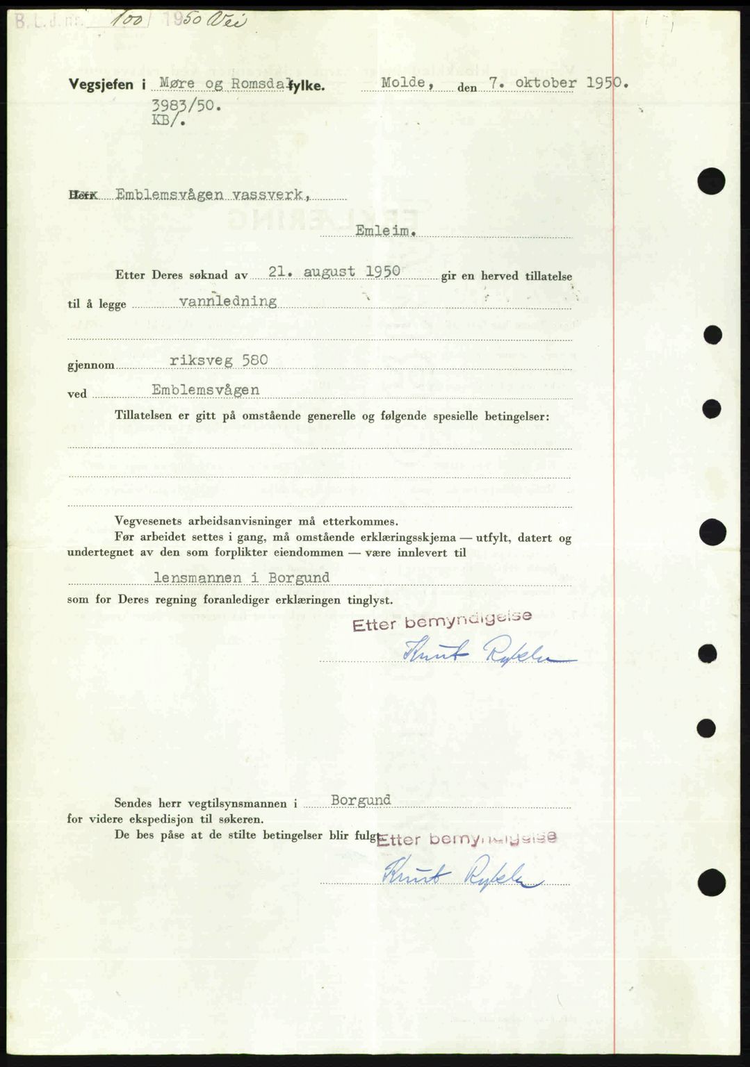 Nordre Sunnmøre sorenskriveri, AV/SAT-A-0006/1/2/2C/2Ca: Mortgage book no. A36, 1950-1950, Diary no: : 2628/1950