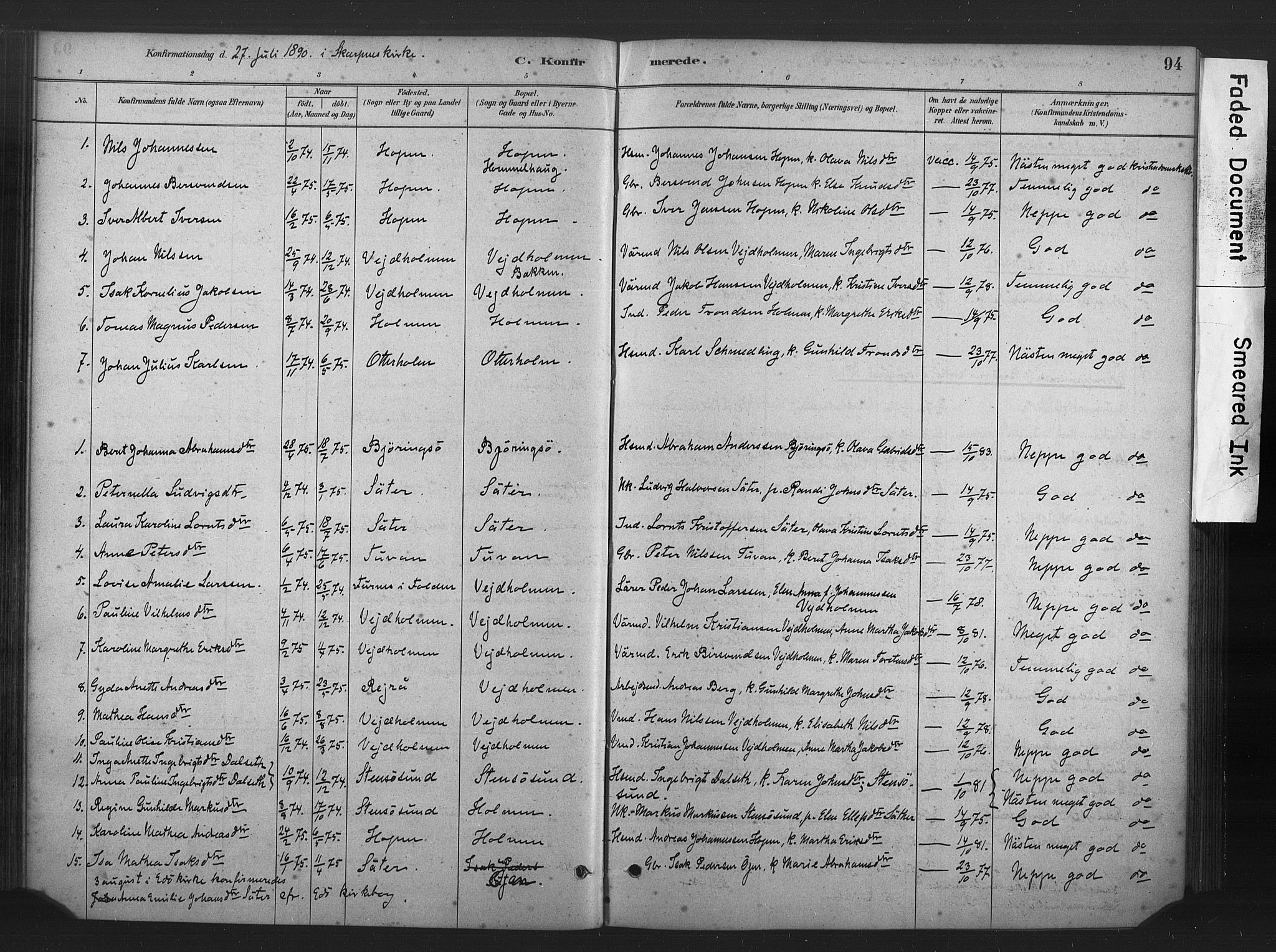 Ministerialprotokoller, klokkerbøker og fødselsregistre - Møre og Romsdal, AV/SAT-A-1454/583/L0954: Parish register (official) no. 583A01, 1880-1906, p. 94