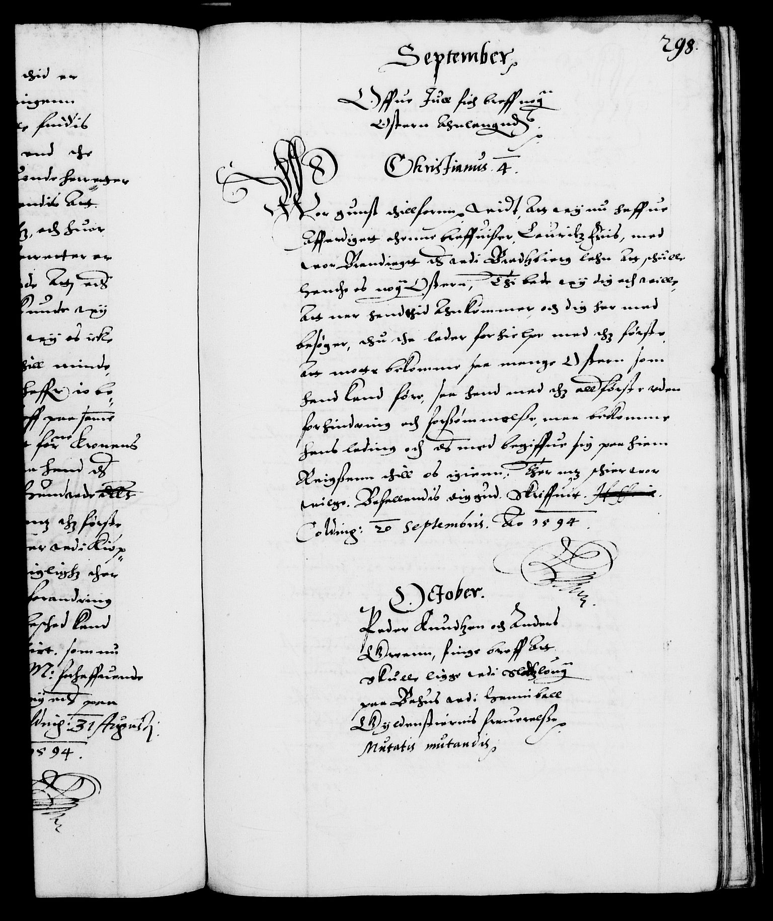 Danske Kanselli 1572-1799, AV/RA-EA-3023/F/Fc/Fca/Fcab/L0002: Norske tegnelser (mikrofilm), 1588-1596, p. 298a