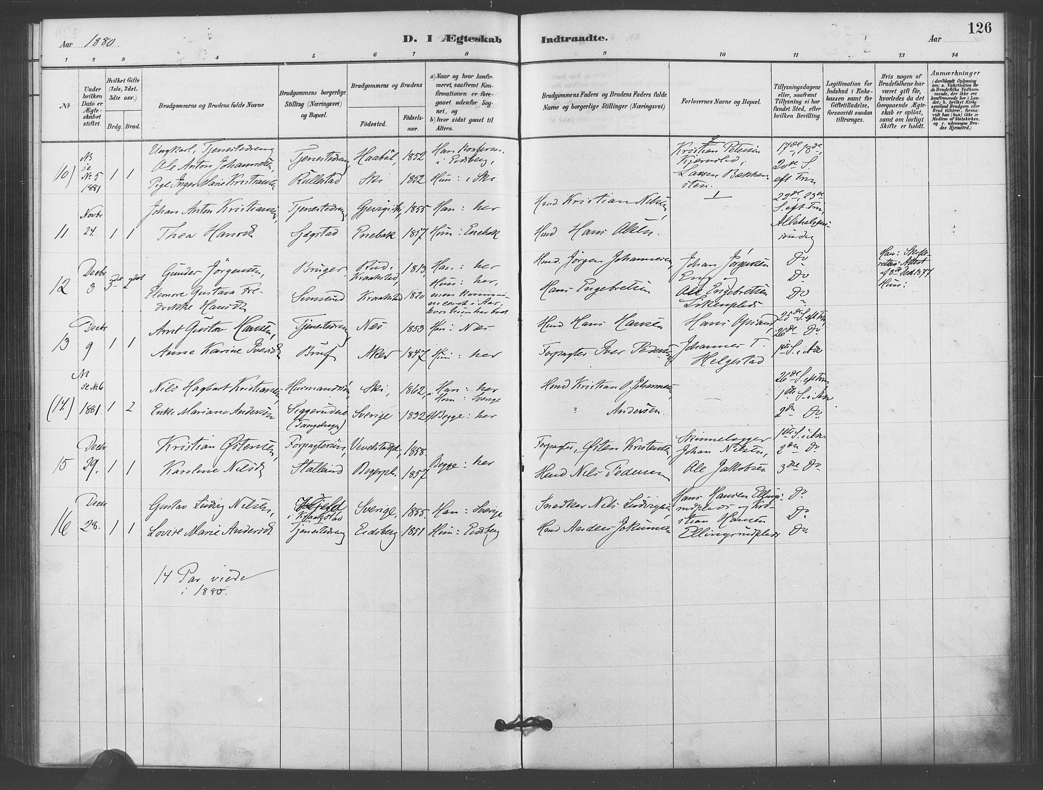 Kråkstad prestekontor Kirkebøker, AV/SAO-A-10125a/F/Fb/L0001: Parish register (official) no. II 1, 1880-1892, p. 126