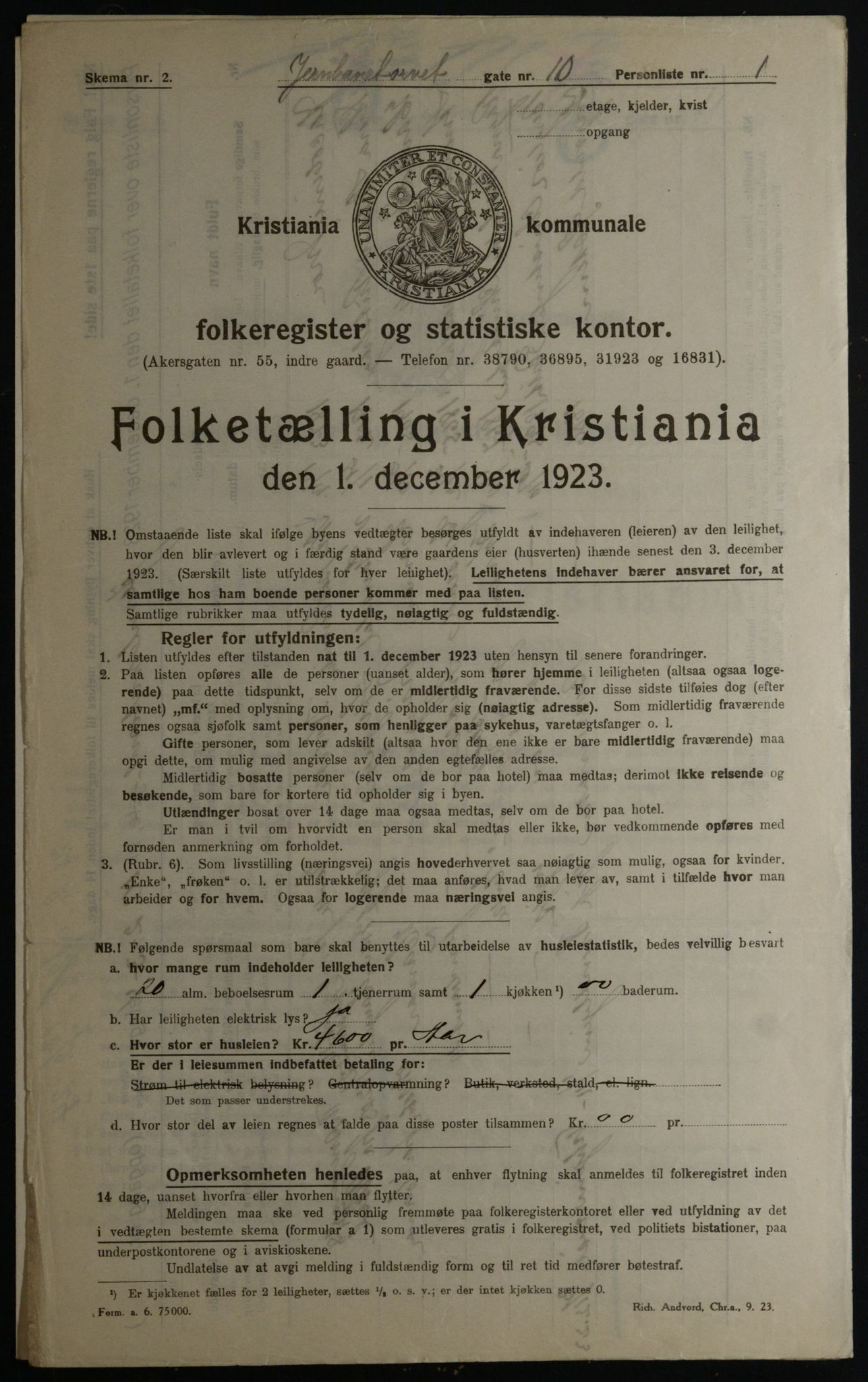 OBA, Municipal Census 1923 for Kristiania, 1923, p. 52587