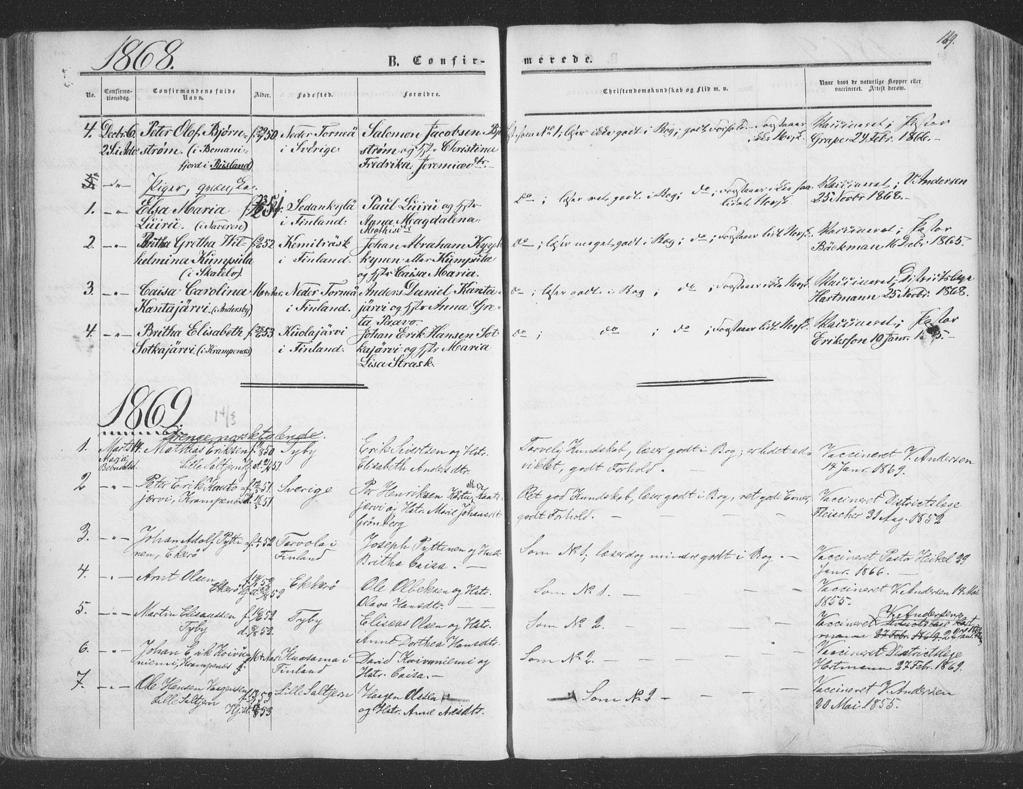 Vadsø sokneprestkontor, SATØ/S-1325/H/Ha/L0004kirke: Parish register (official) no. 4, 1854-1880, p. 189