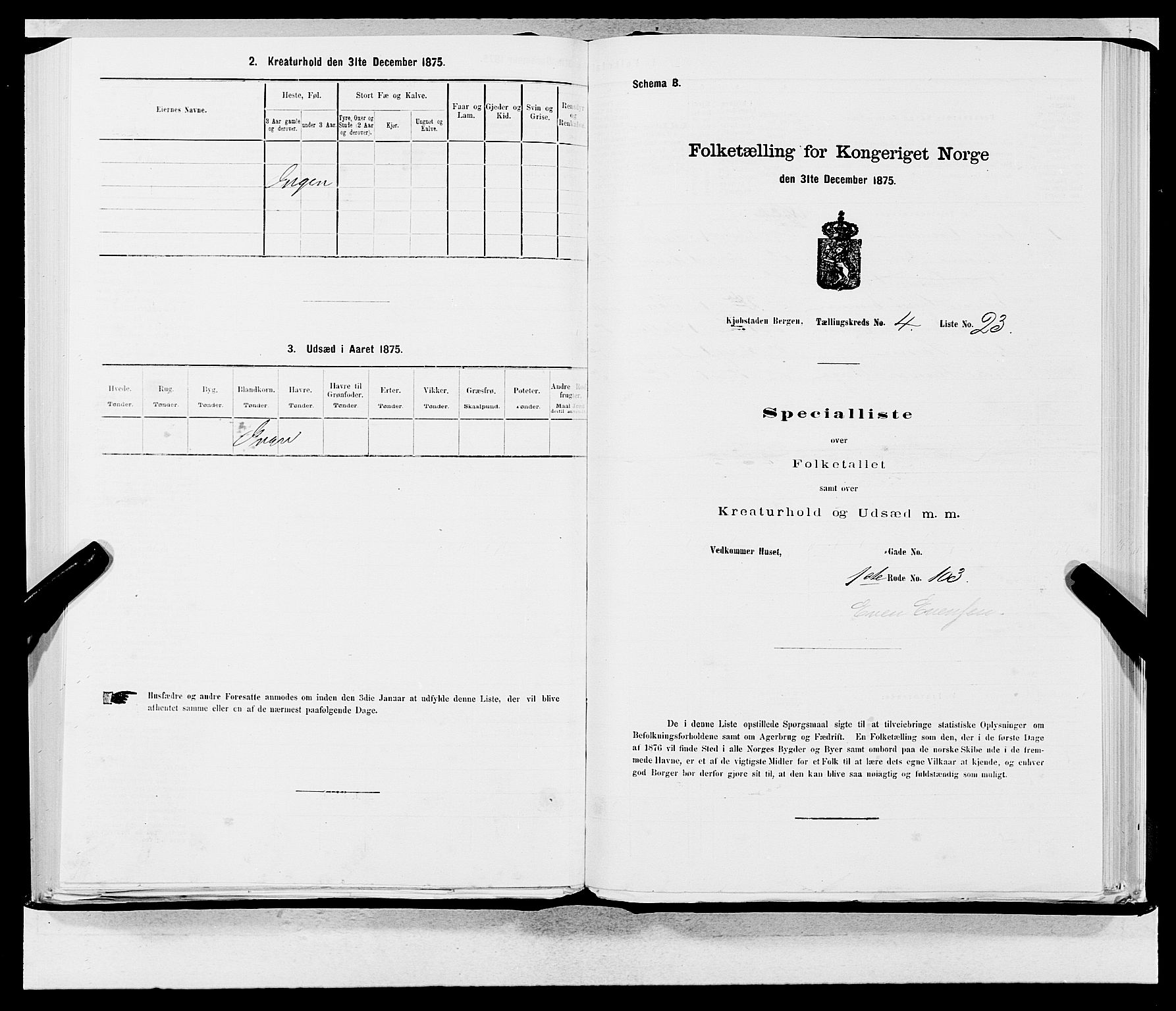 SAB, 1875 census for 1301 Bergen, 1875, p. 203