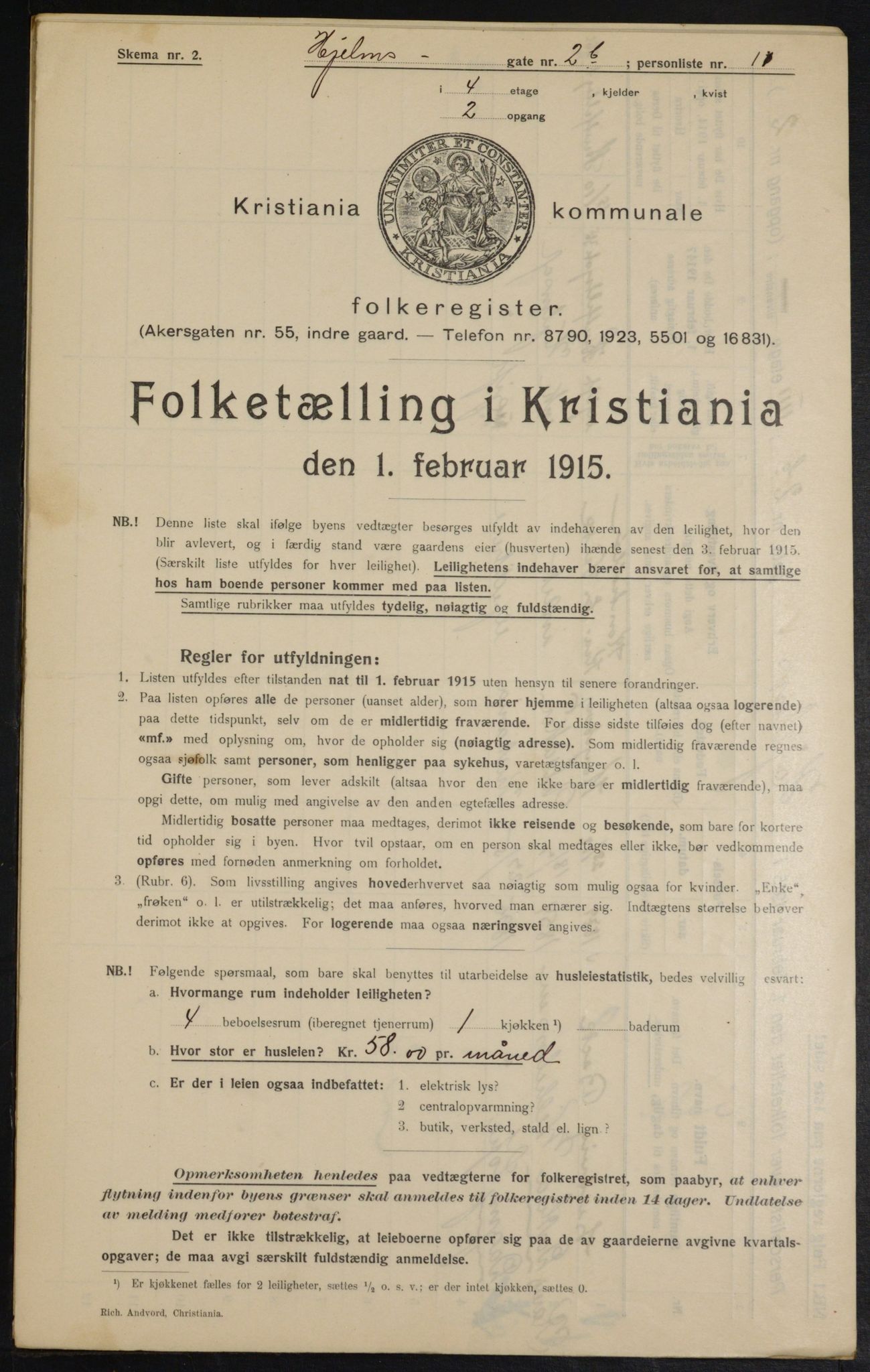 OBA, Municipal Census 1915 for Kristiania, 1915, p. 39757