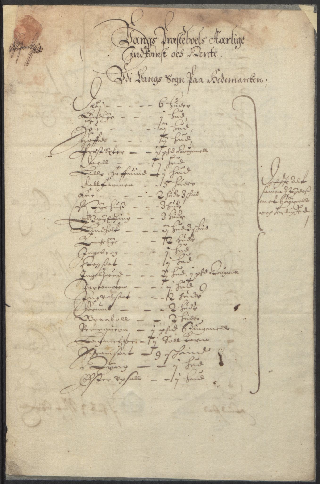 Rentekammeret inntil 1814, Realistisk ordnet avdeling, AV/RA-EA-4070/L/L0010/0005: Oppland lagdømme: / Jordebøker for prestebolene, 1661