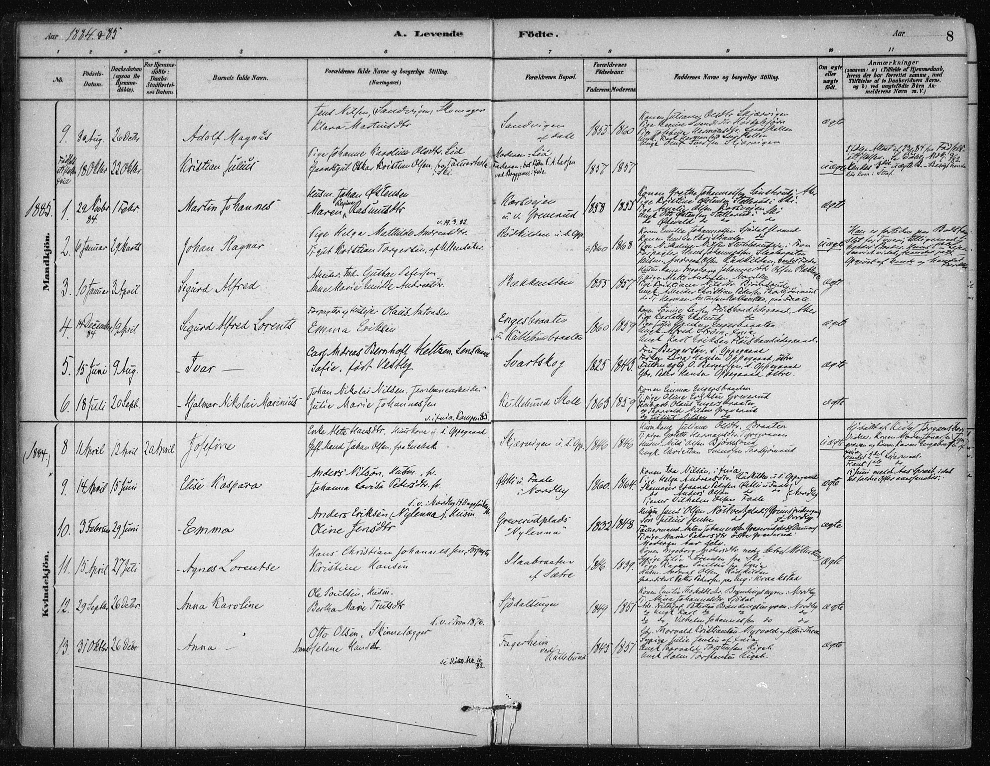 Nesodden prestekontor Kirkebøker, AV/SAO-A-10013/F/Fb/L0001: Parish register (official) no. II 1, 1880-1915, p. 8