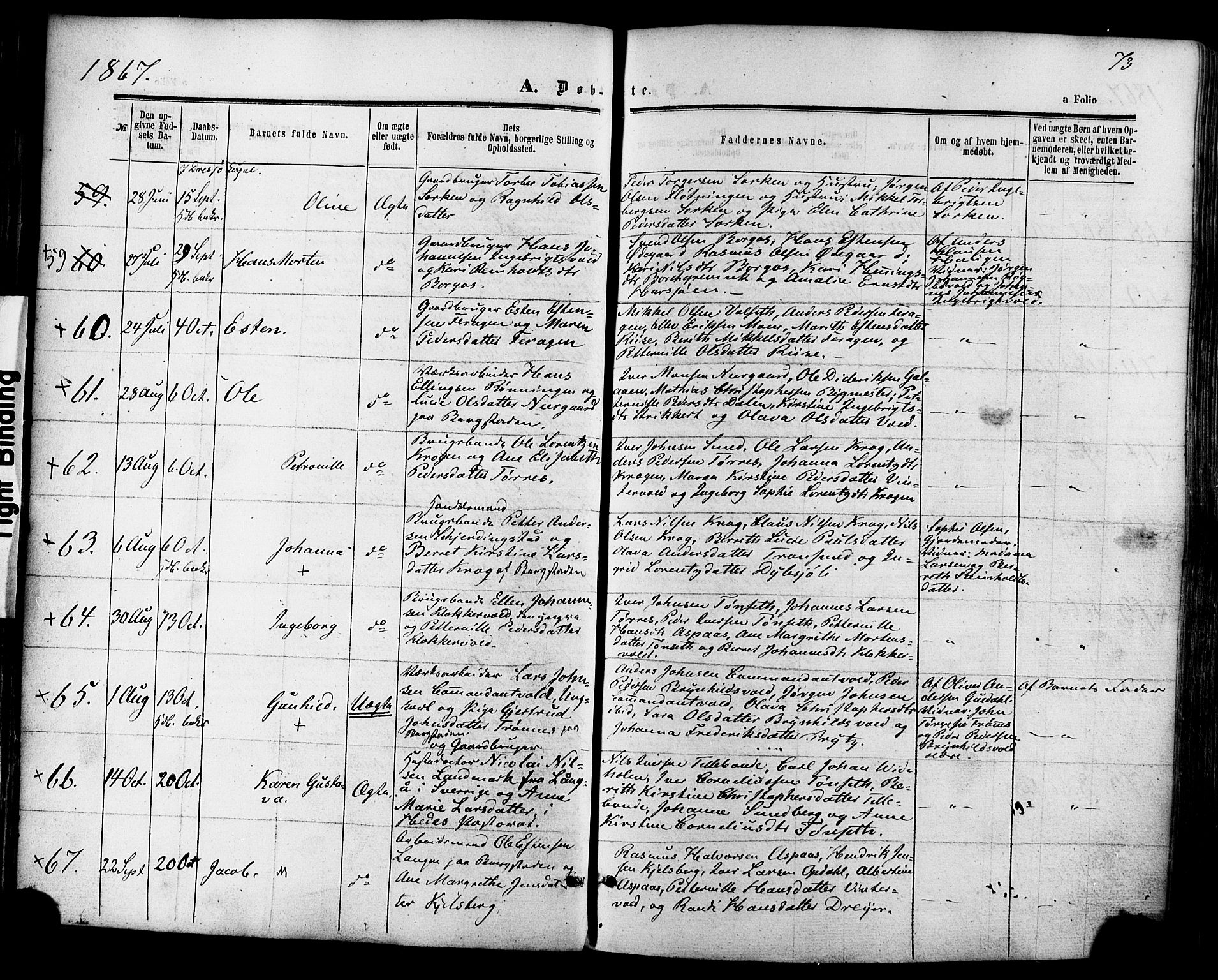 Ministerialprotokoller, klokkerbøker og fødselsregistre - Sør-Trøndelag, AV/SAT-A-1456/681/L0932: Parish register (official) no. 681A10, 1860-1878, p. 73