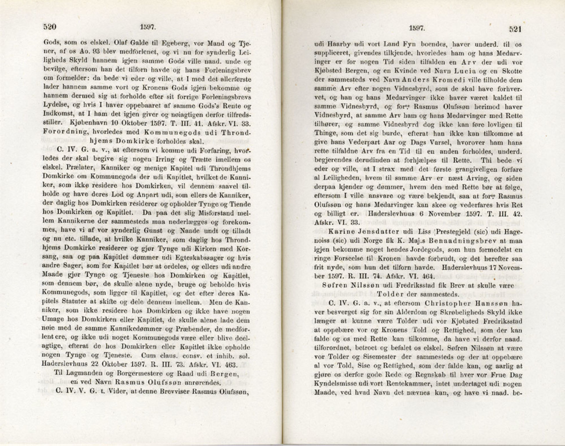 Publikasjoner utgitt av Det Norske Historiske Kildeskriftfond, PUBL/-/-/-: Norske Rigs-Registranter, bind 3, 1588-1602, p. 520-521