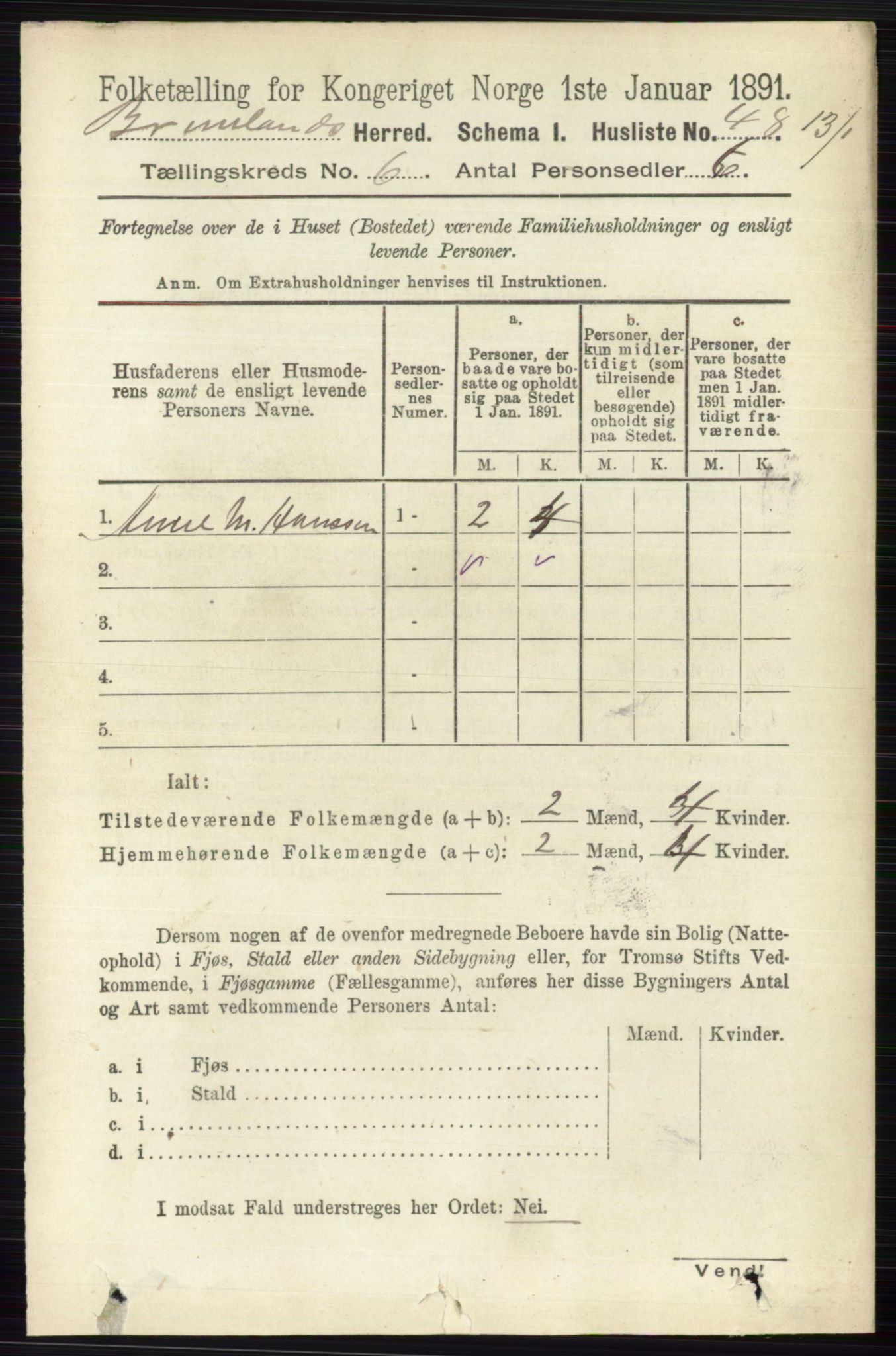 RA, 1891 census for 0726 Brunlanes, 1891, p. 2624