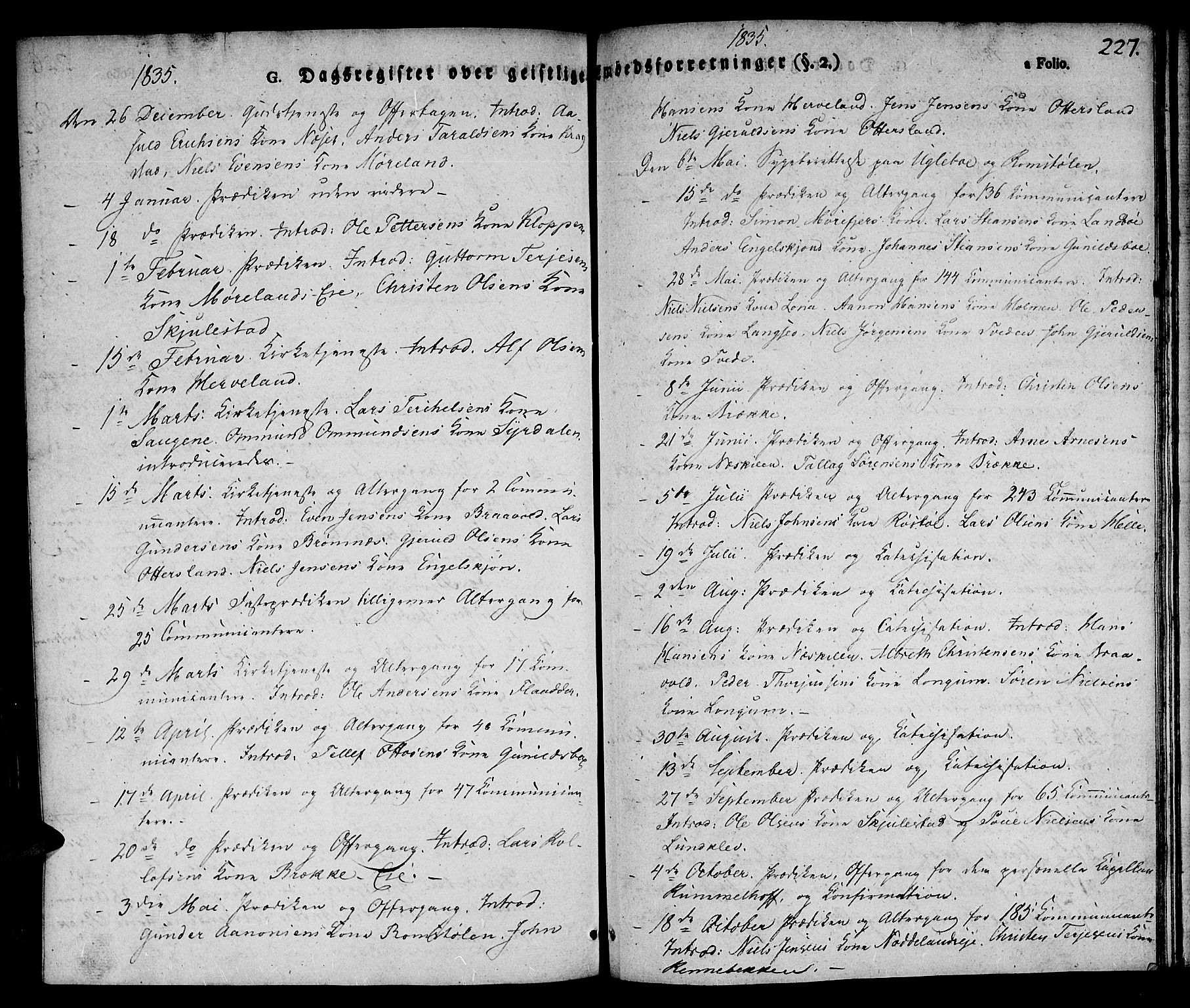 Austre Moland sokneprestkontor, AV/SAK-1111-0001/F/Fa/Faa/L0005: Parish register (official) no. A 5, 1825-1837, p. 227