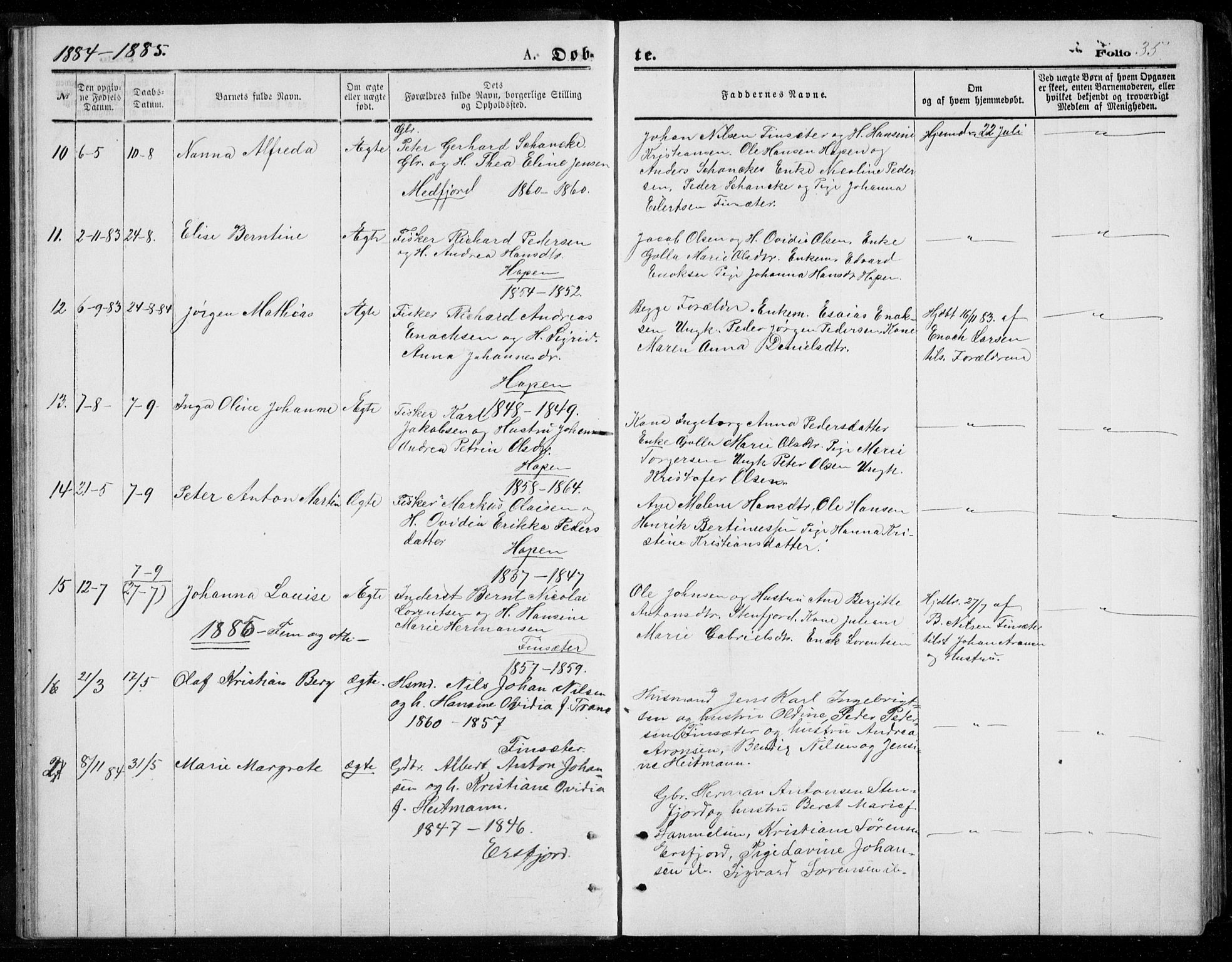 Berg sokneprestkontor, SATØ/S-1318/G/Ga/Gab/L0003klokker: Parish register (copy) no. 3, 1874-1886, p. 35