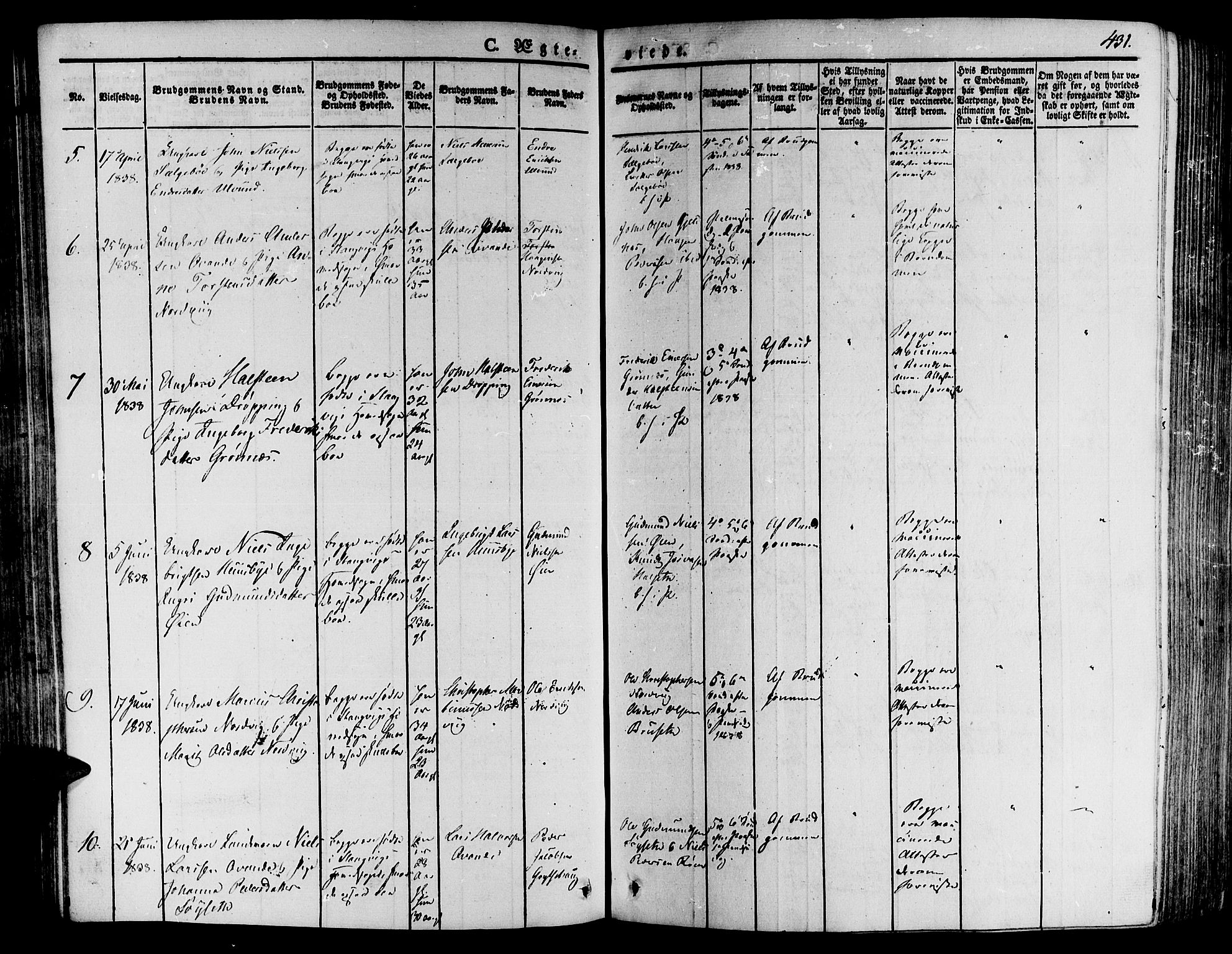 Ministerialprotokoller, klokkerbøker og fødselsregistre - Møre og Romsdal, SAT/A-1454/592/L1024: Parish register (official) no. 592A03 /1, 1831-1849, p. 431