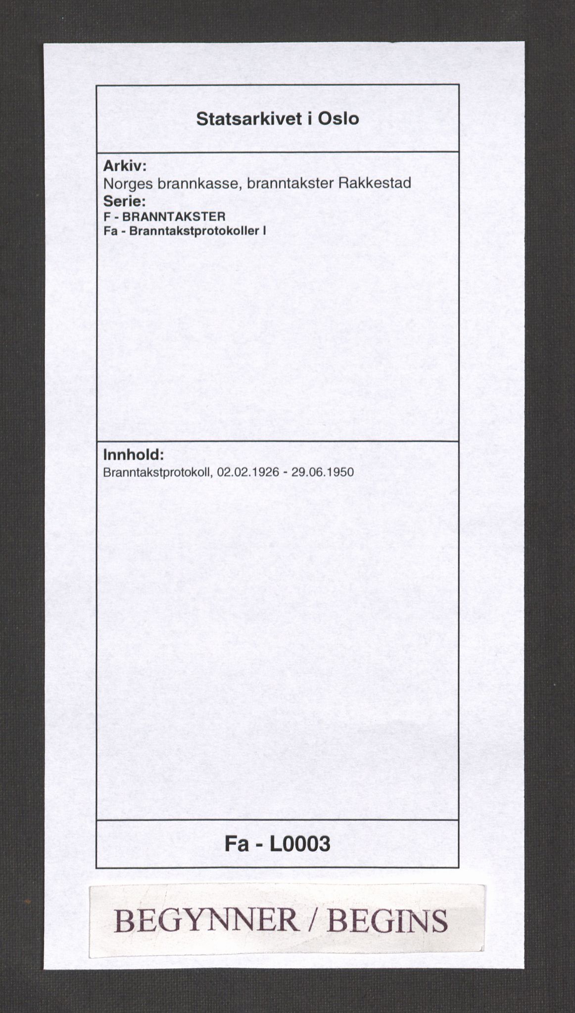 Norges brannkasse, branntakster Rakkestad, AV/SAO-A-11366/F/Fa/L0003: Branntakstprotokoll, 1926-1950