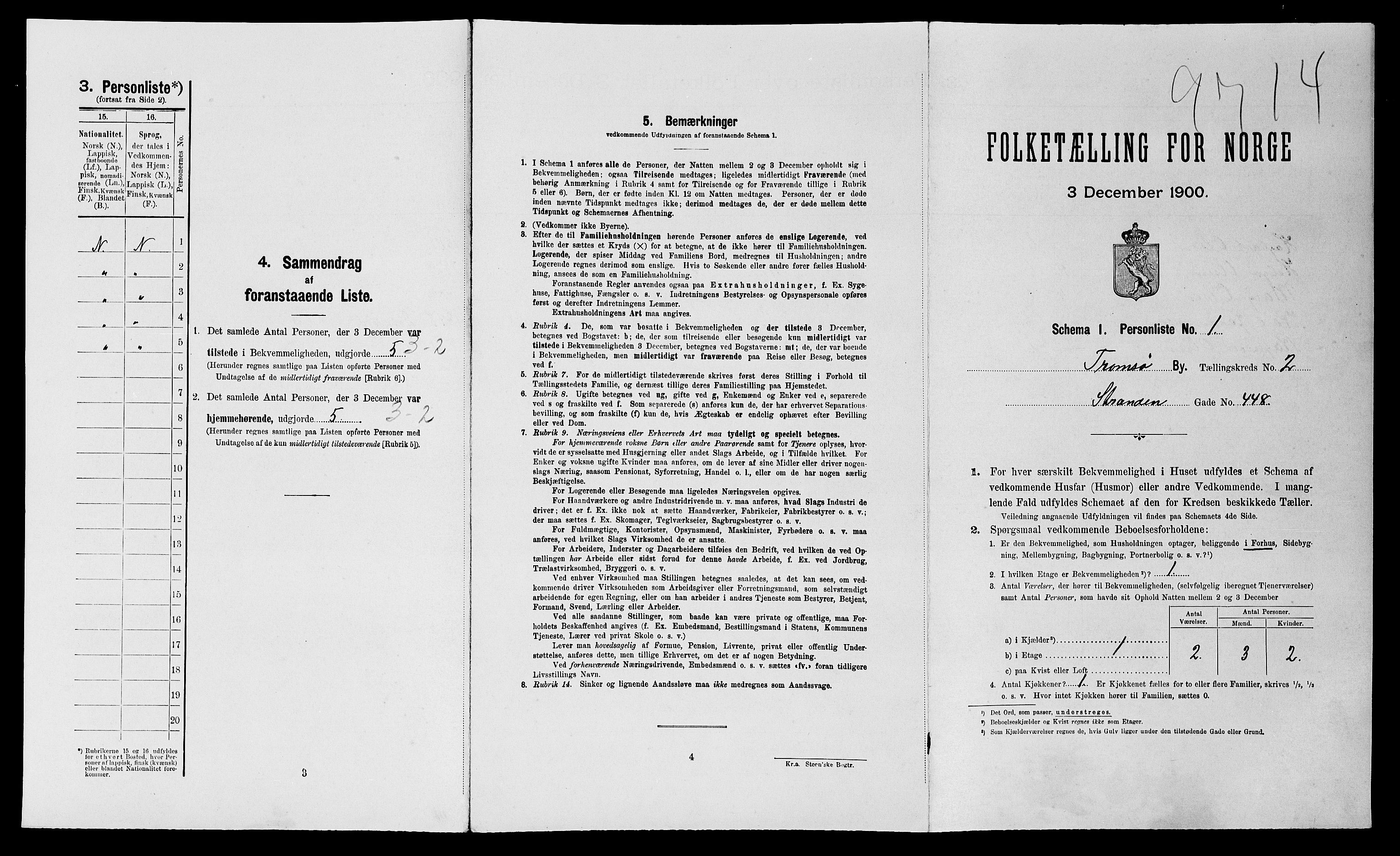 SATØ, 1900 census for Tromsø, 1900, p. 254